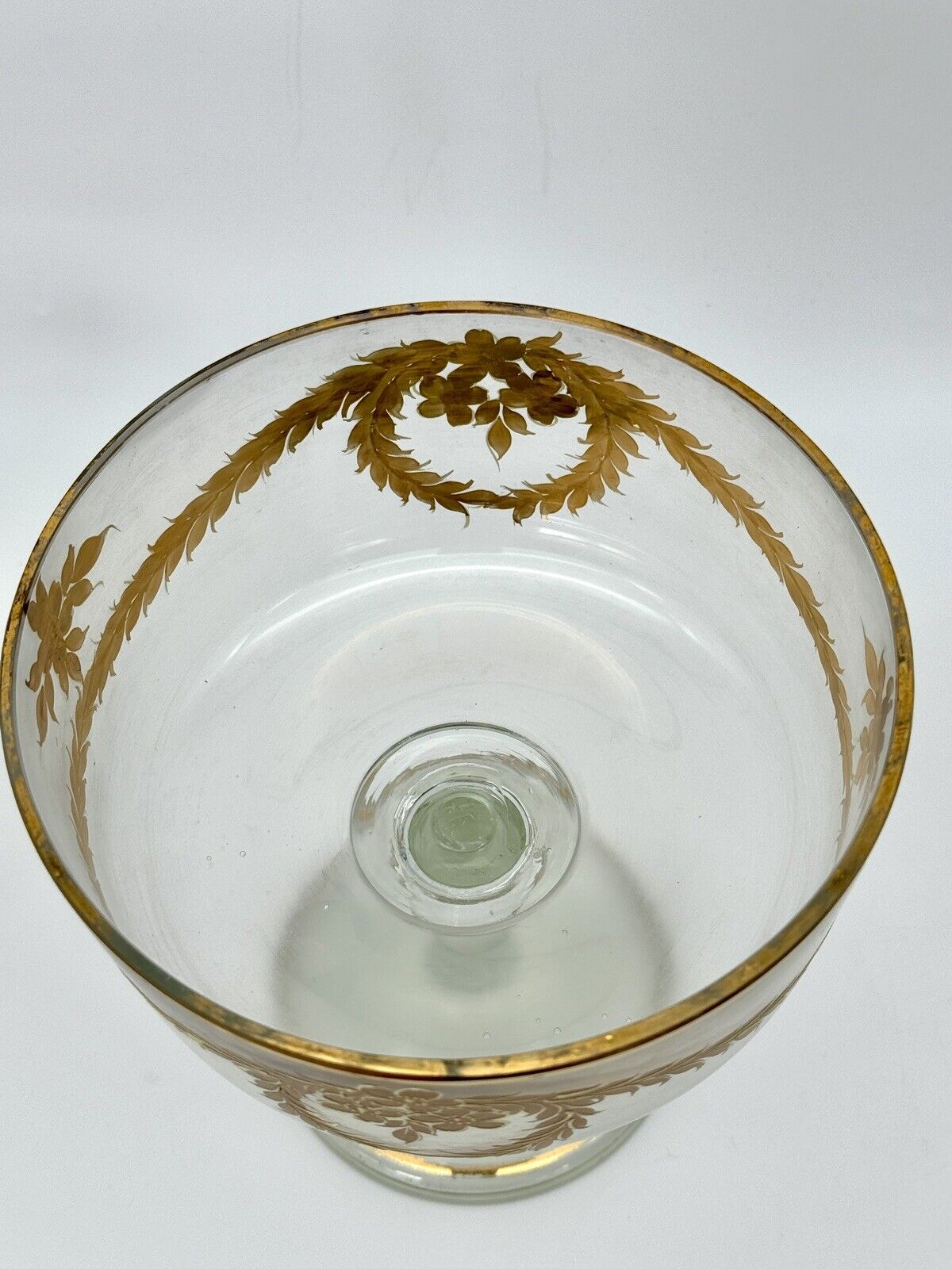 French ANTIQUE Style Opaque Glass Compote Dessert Service 6 Pieces Hand Painted