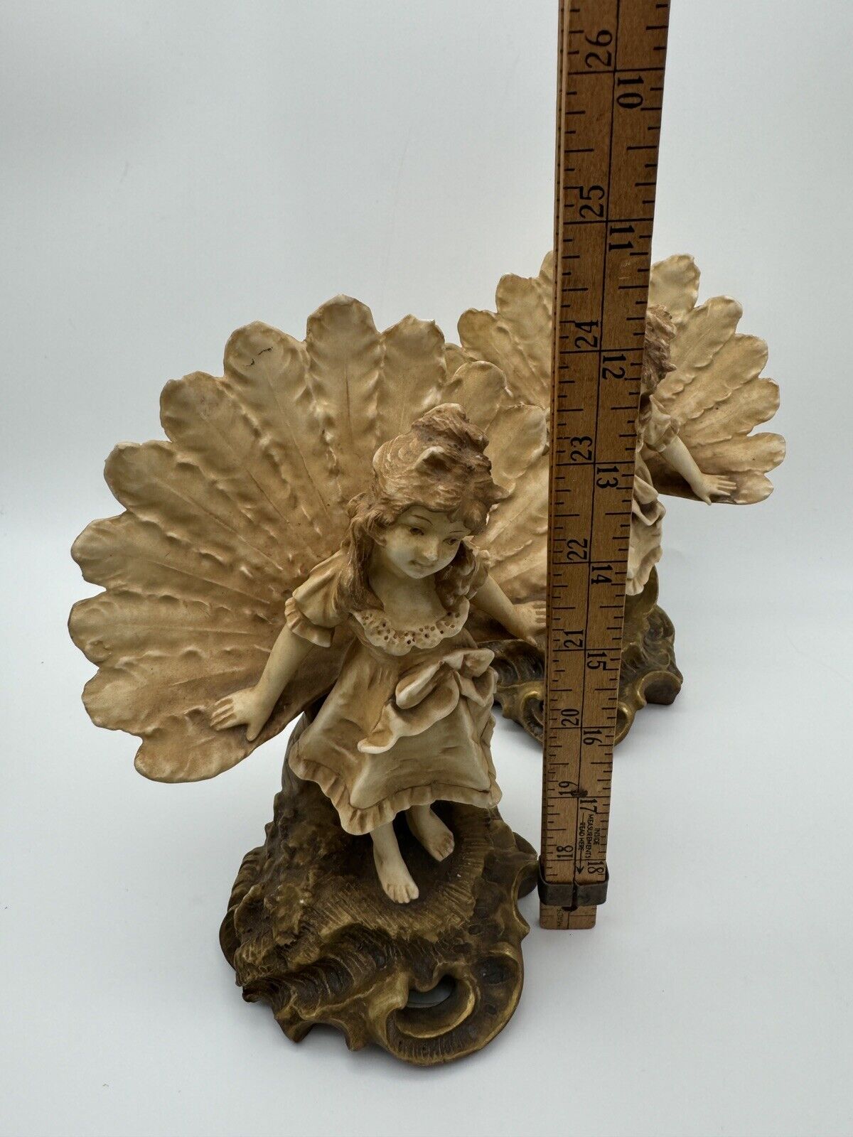 Pair Of Victorian Style Mantle Figurines Depicting Young Girl AS IS!
