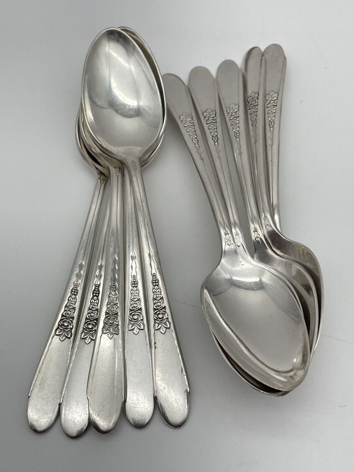 10 *WM Rogers & Son* 1941 PRISCILLA / LADY ANN Tea Spoons Silverplate IS