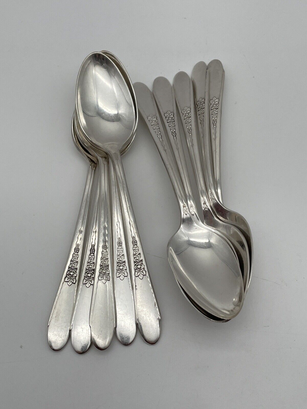 10 *WM Rogers & Son* 1941 PRISCILLA / LADY ANN Tea Spoons Silverplate IS