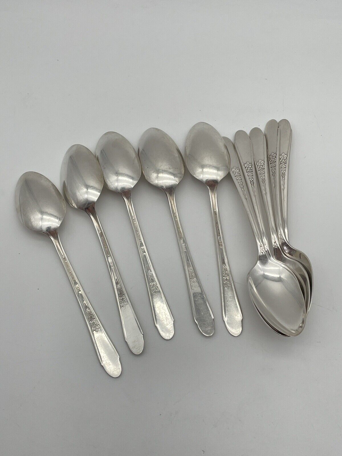 10 *WM Rogers & Son* 1941 PRISCILLA / LADY ANN Tea Spoons Silverplate IS