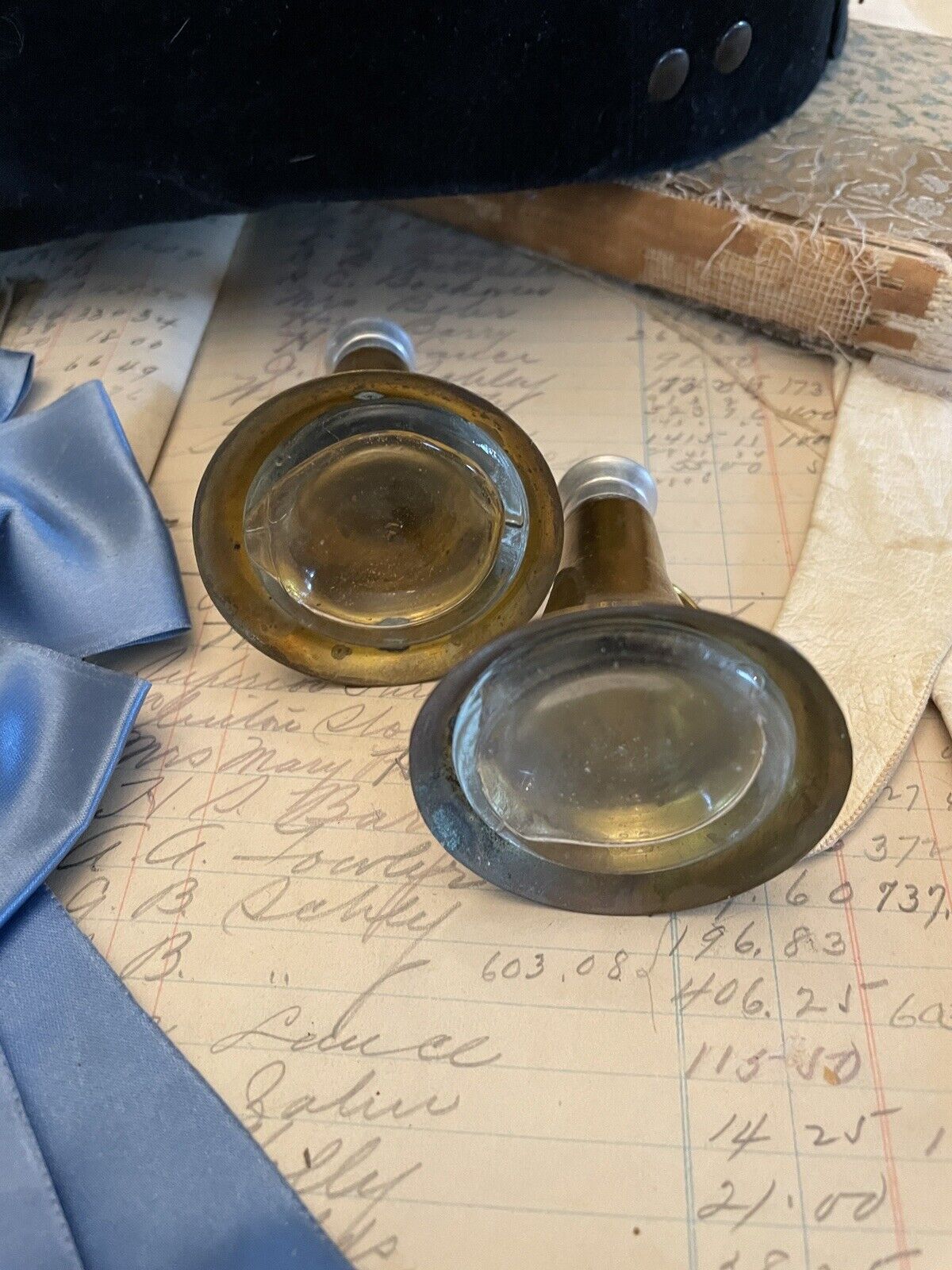 Brass Horn Salt & Pepper Equestrian PATINA VINTAGE