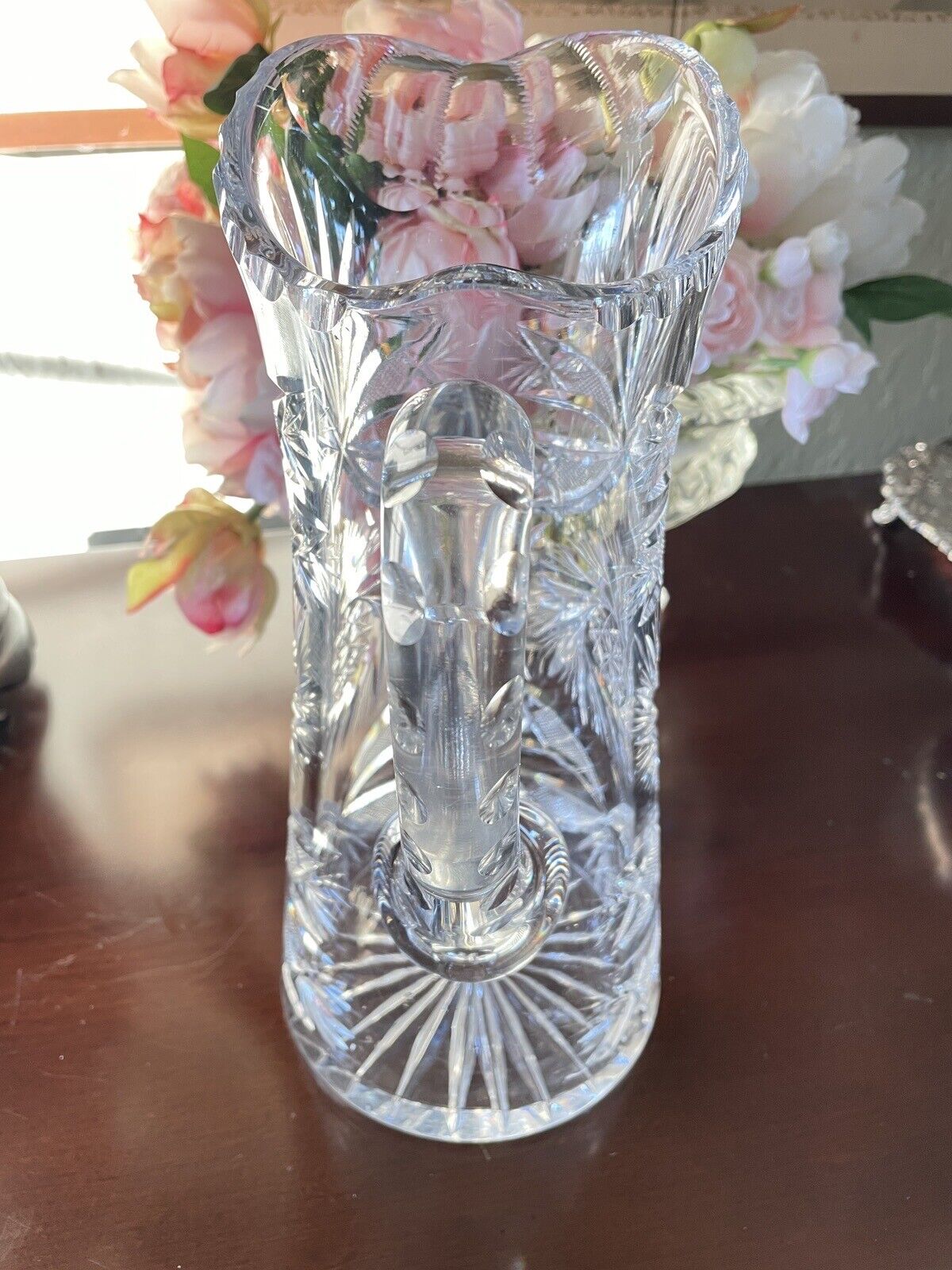 American Brilliant Cut Large Pitcher Estate Quality 11”h