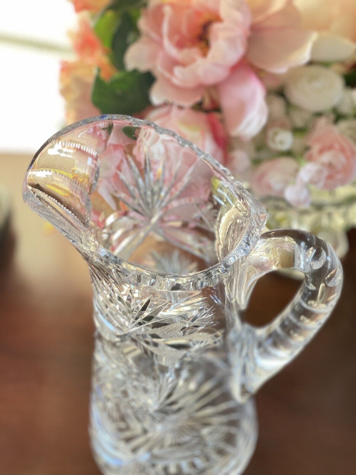 American Brilliant Cut Large Pitcher Estate Quality 11”h