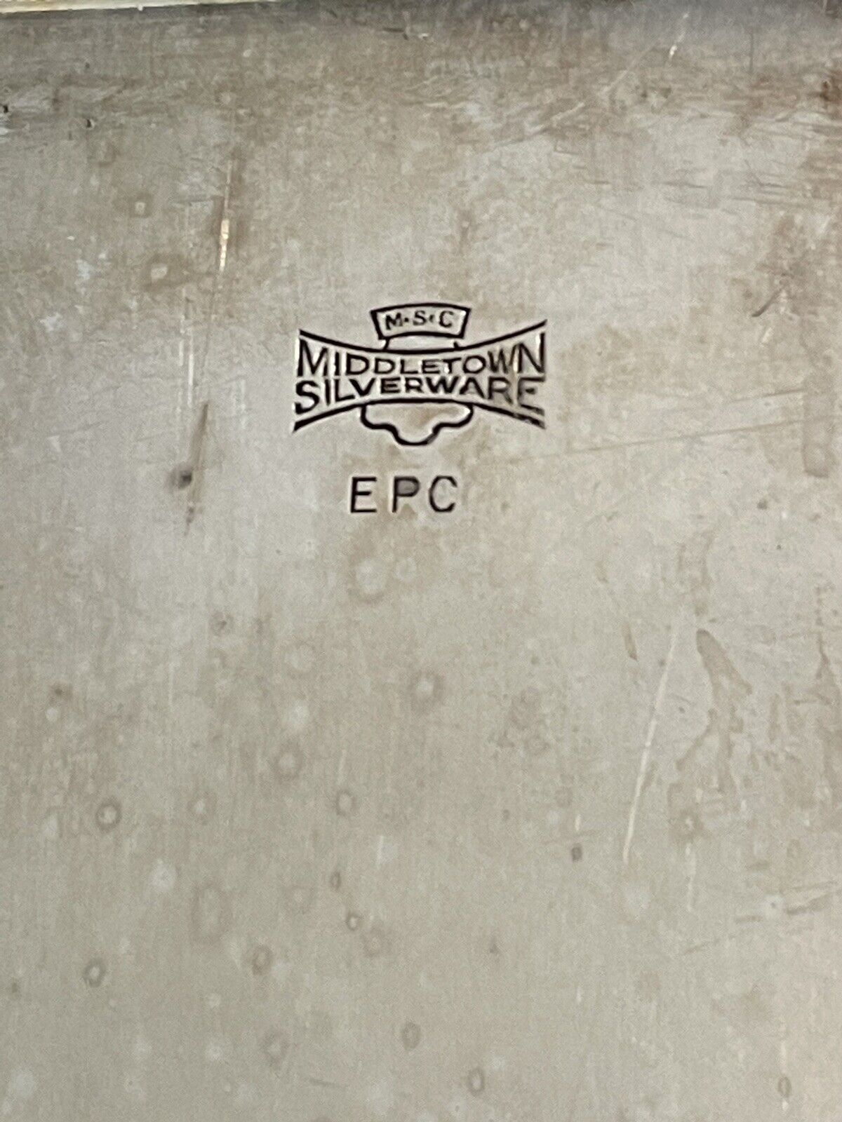 Silverplate Butler Tray MIDDLETOWN Silver on Copper monogram Shabby Chic circa