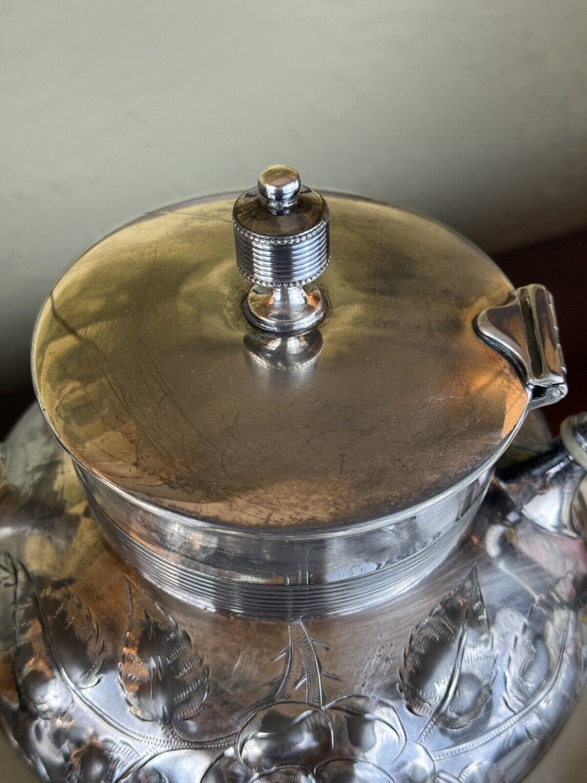 Antique Silverplate 5 Piece Tea Set Repousse Rose Pattern Shabby Chic