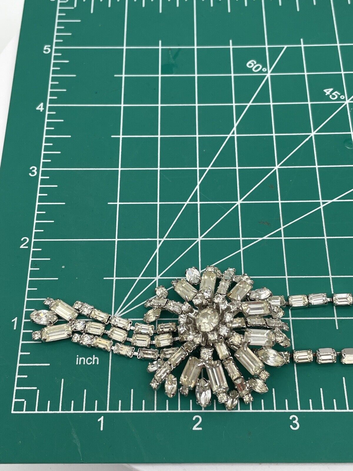 Art Deco Style Clear Rhinestone Necklace Ca. 15” L
