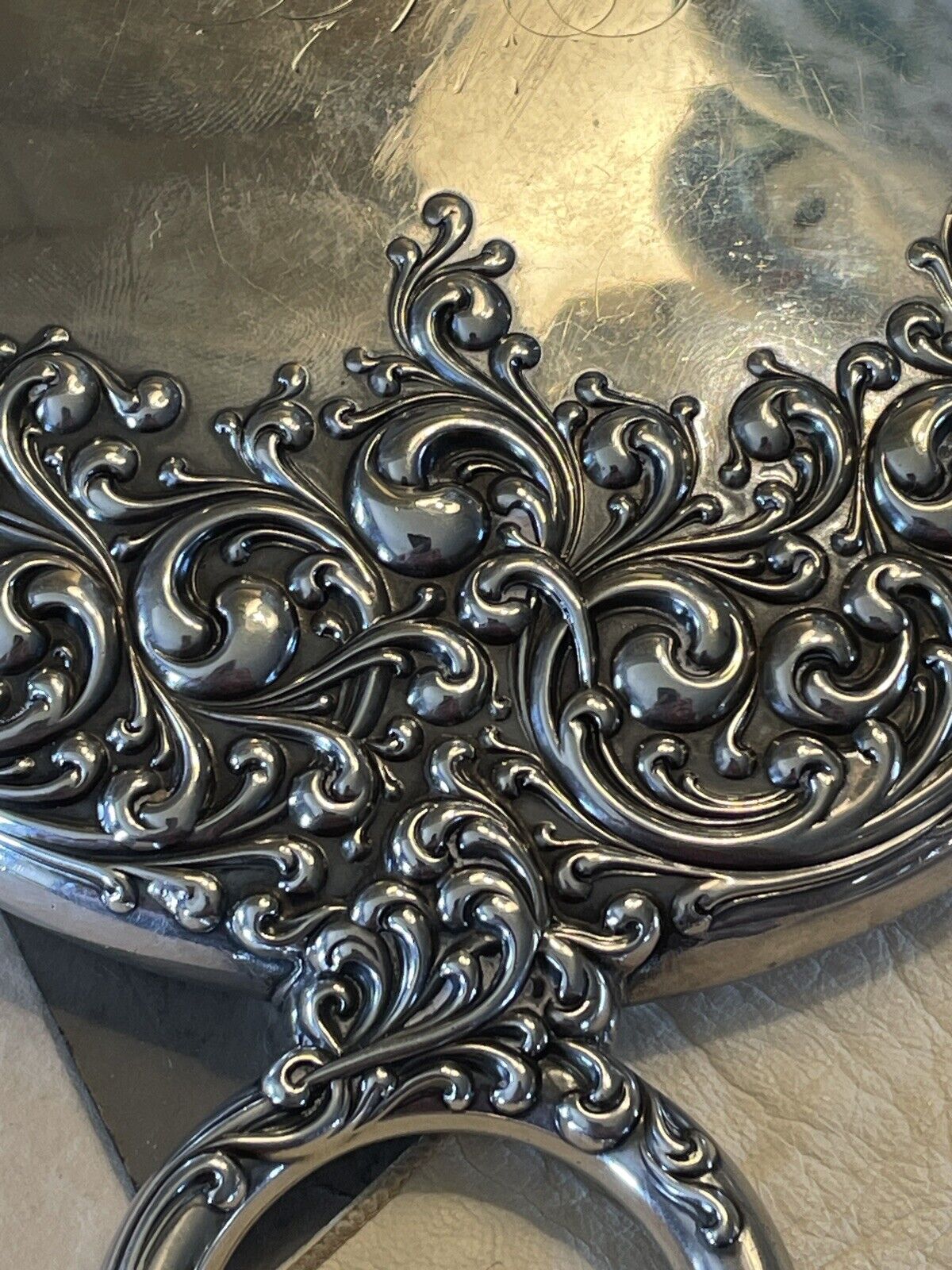 Antique Sterling Silver Scroll Mirror Wallace Matching Hair Brush Monogram
