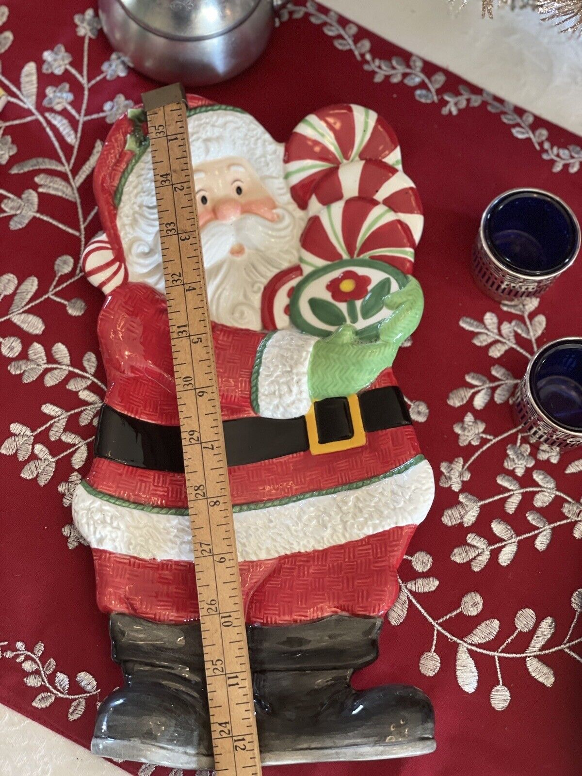 FITZ & FLOYD SANTA TRAY DISH CHRISTMAS Peppermint