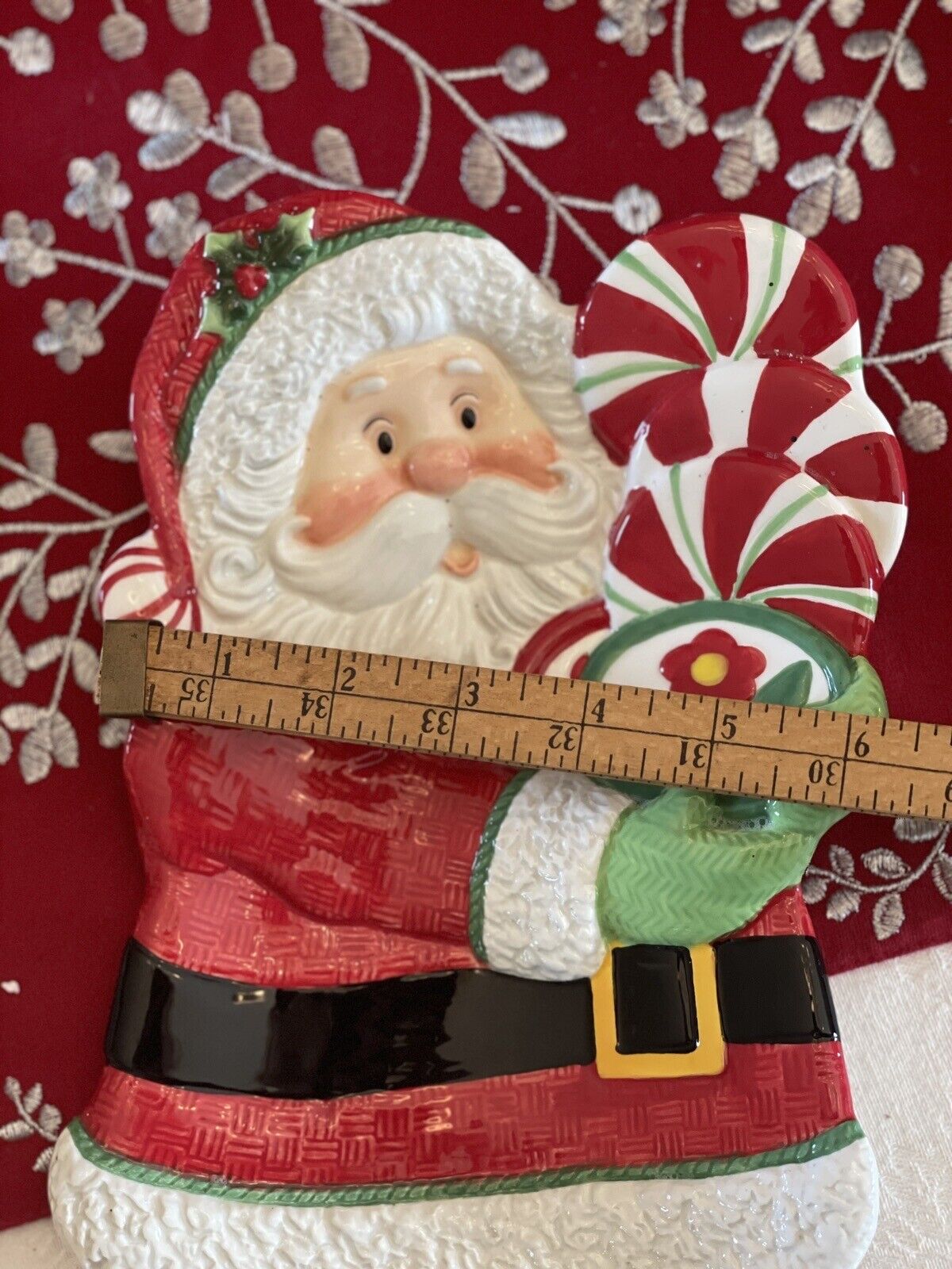 FITZ & FLOYD SANTA TRAY DISH CHRISTMAS Peppermint