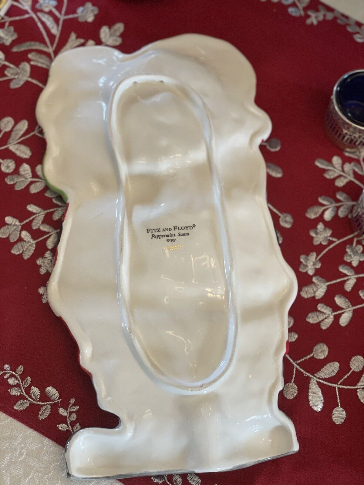 FITZ & FLOYD SANTA TRAY DISH CHRISTMAS Peppermint
