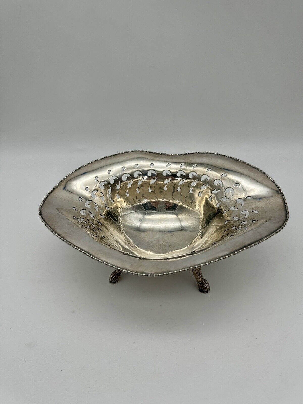 Antique Footed Bowl Serpentine Reticulated F Roger’s Quadruple Silver Plate