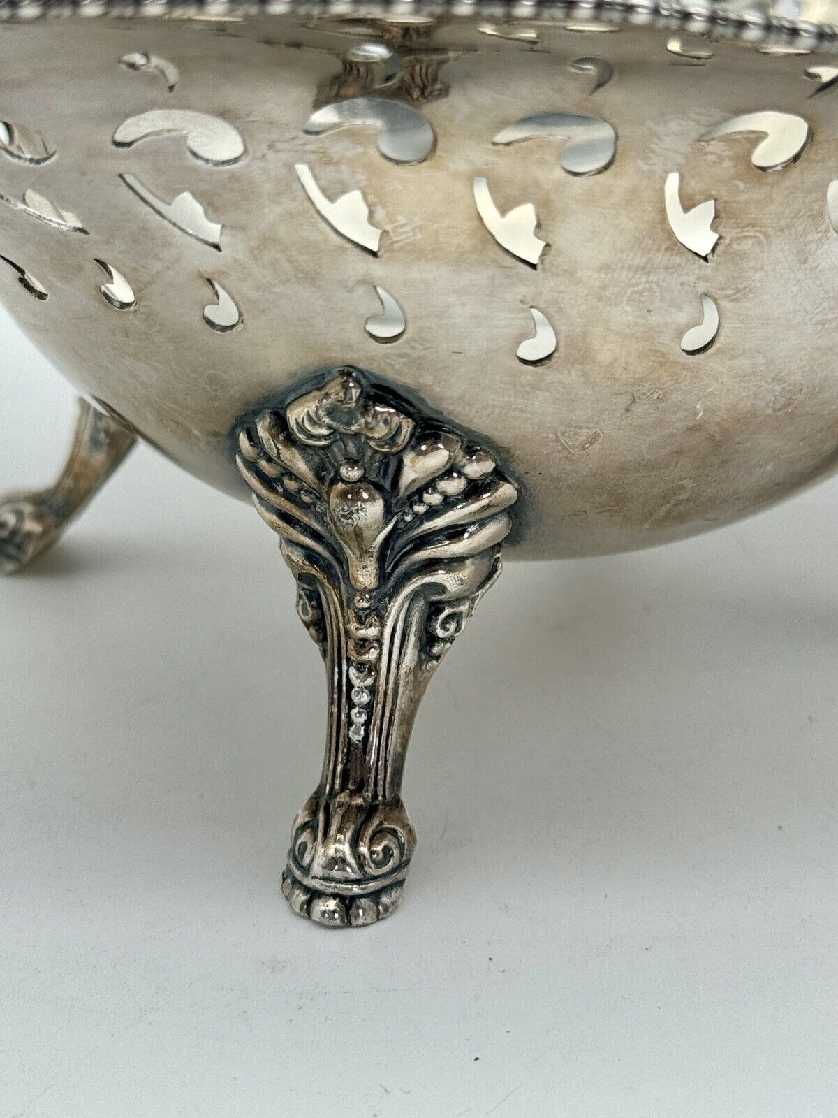 Antique Footed Bowl Serpentine Reticulated F Roger’s Quadruple Silver Plate
