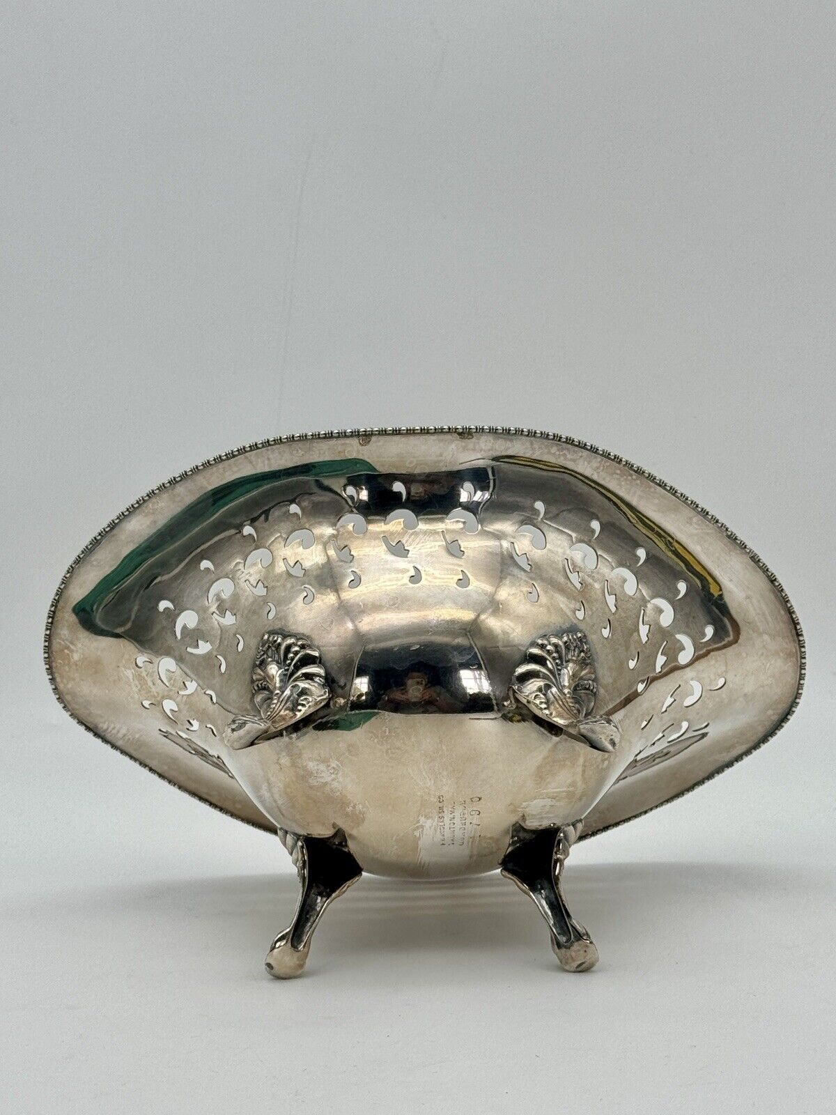 Antique Footed Bowl Serpentine Reticulated F Roger’s Quadruple Silver Plate