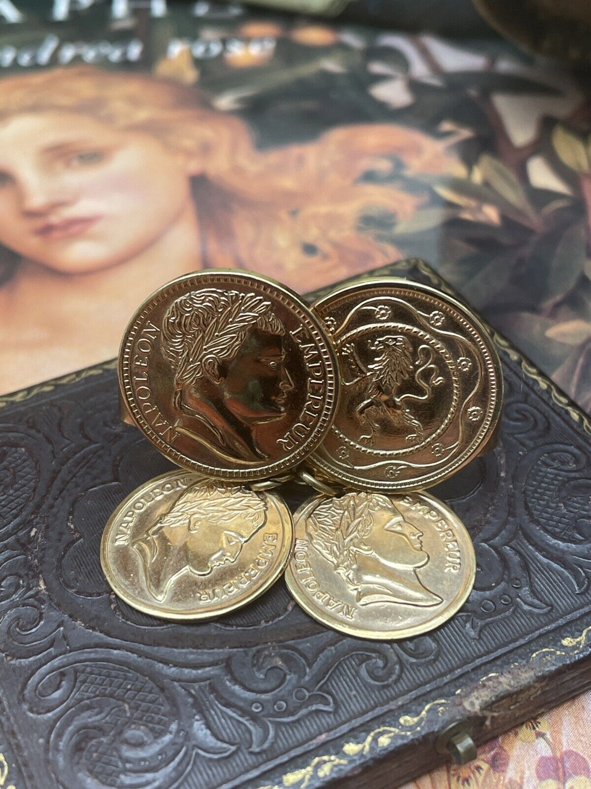 Vintage Sarah Coventry French Coin Scarf Clip Gold Tone SIGNED