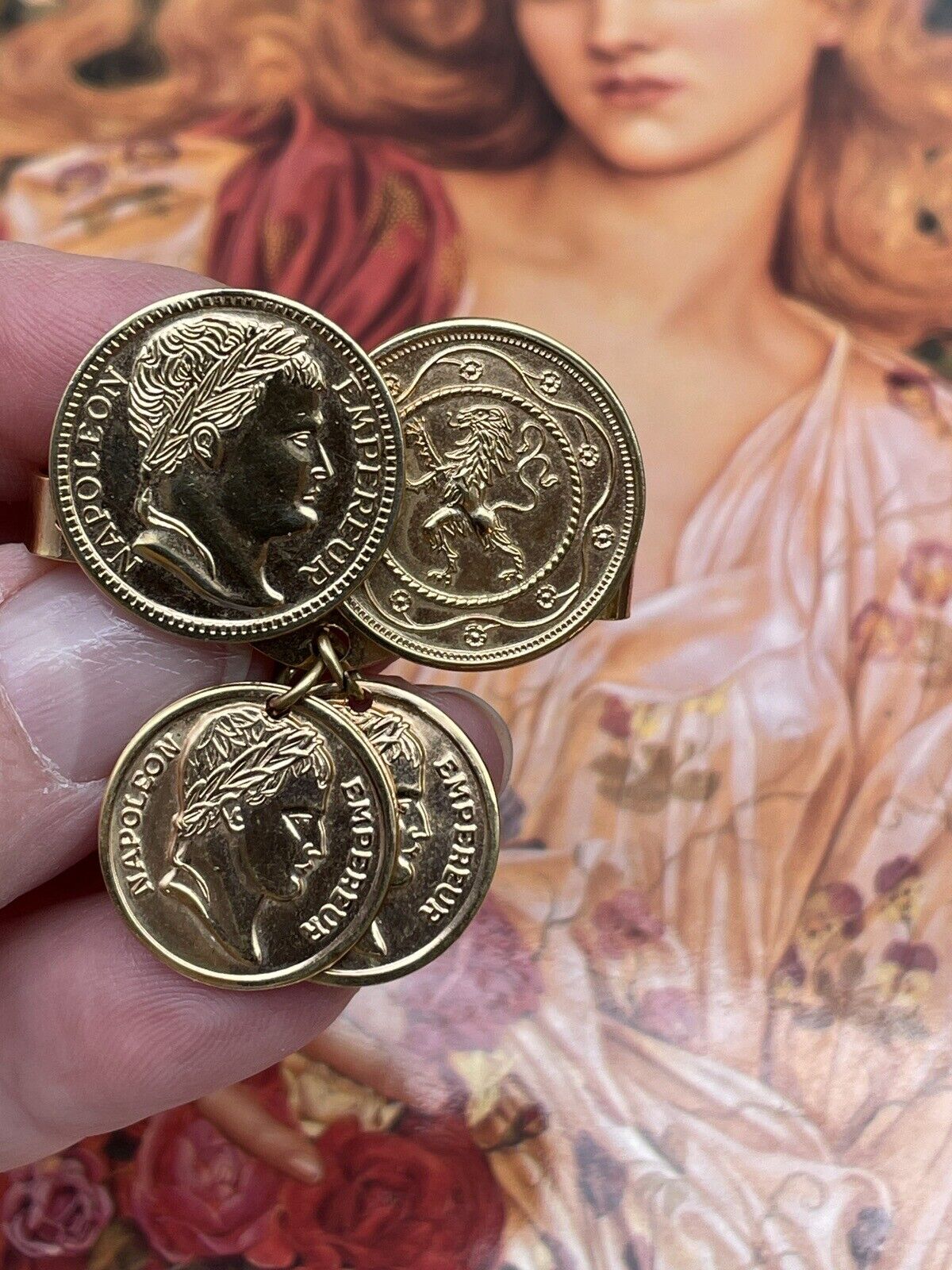 Vintage Sarah Coventry French Coin Scarf Clip Gold Tone SIGNED
