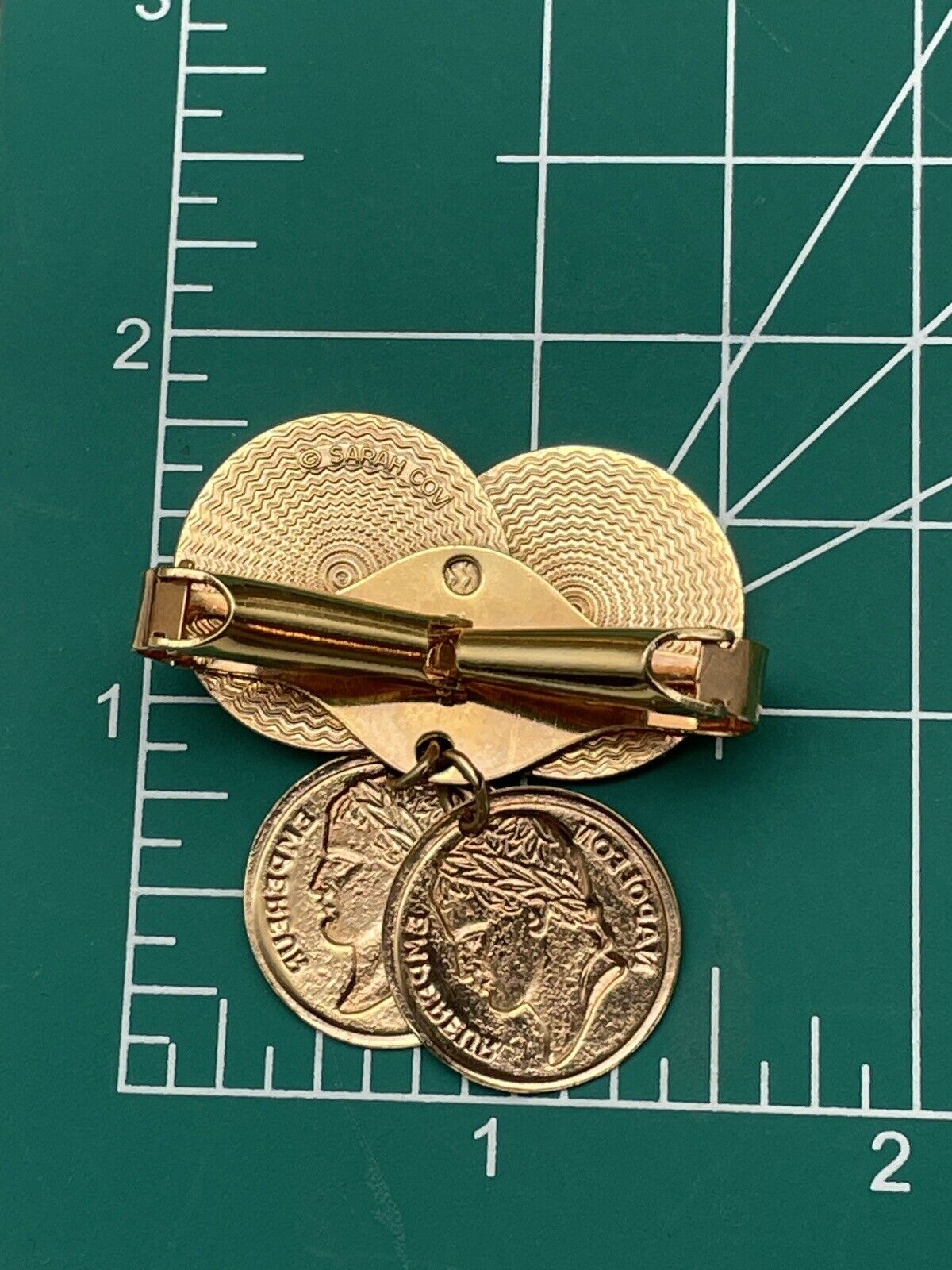 Vintage Sarah Coventry French Coin Scarf Clip Gold Tone SIGNED