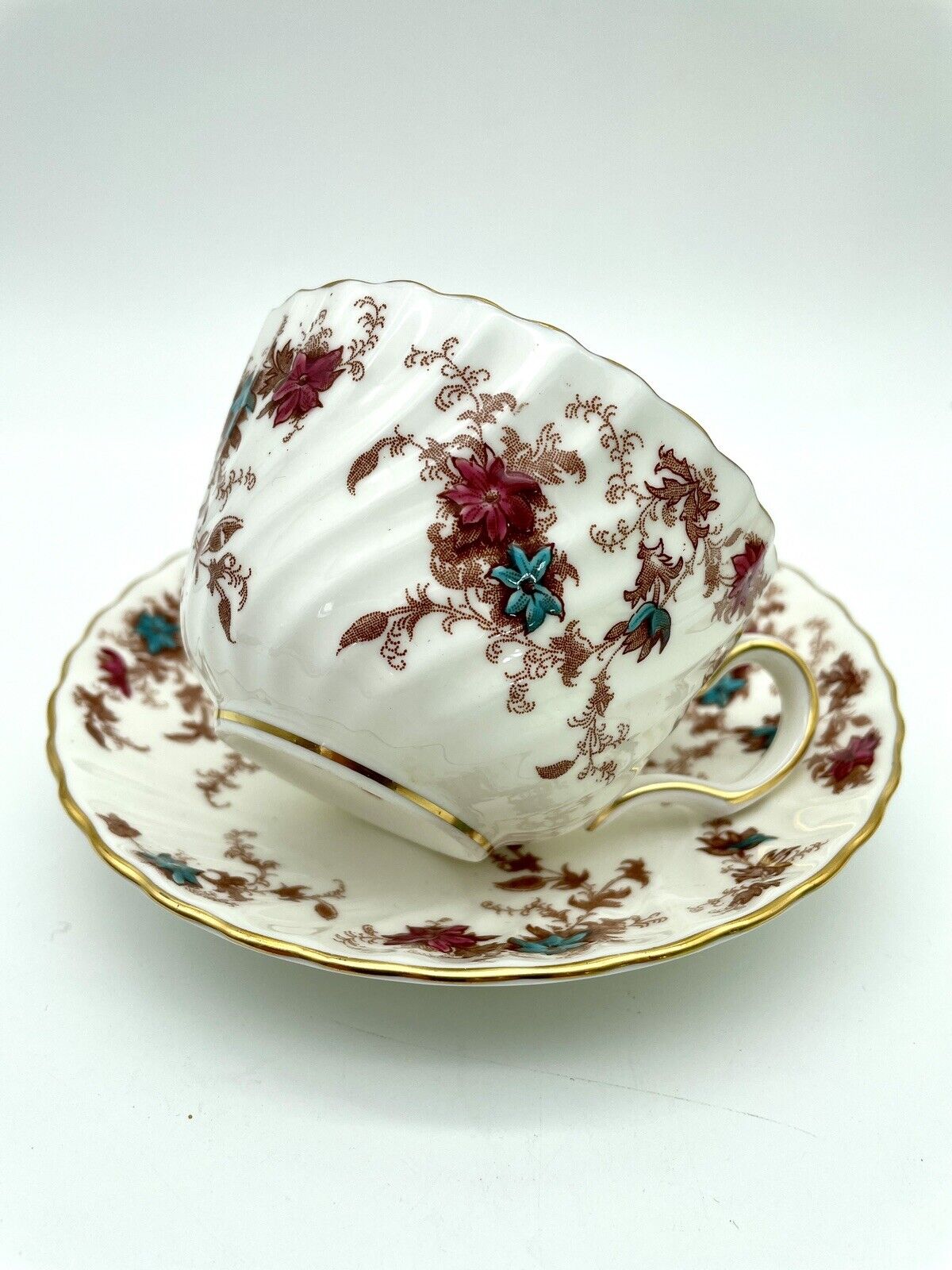 Minton Ancestral Wreath Back Stamp Bone China Vintage Cup & Saucer Set