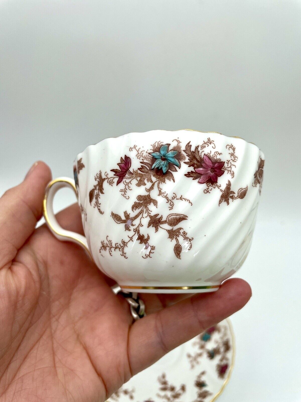 Minton Ancestral Wreath Back Stamp Bone China Vintage Cup & Saucer Set