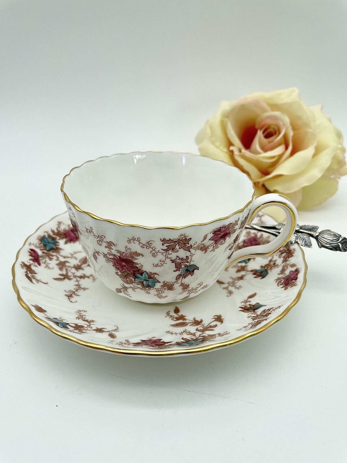 Minton Ancestral Wreath Back Stamp Bone China Vintage Cup & Saucer Set