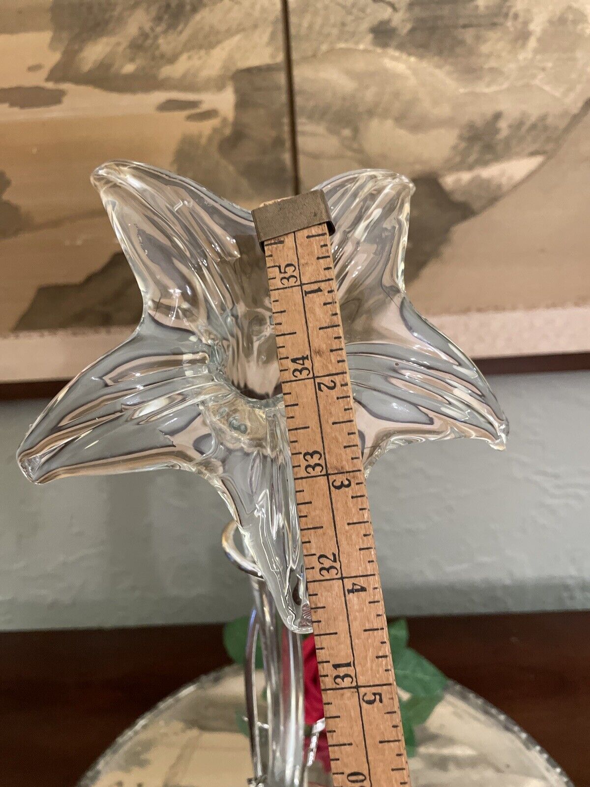Epergne Art Glass Lily flower with Silver Display Stand 15" MINT