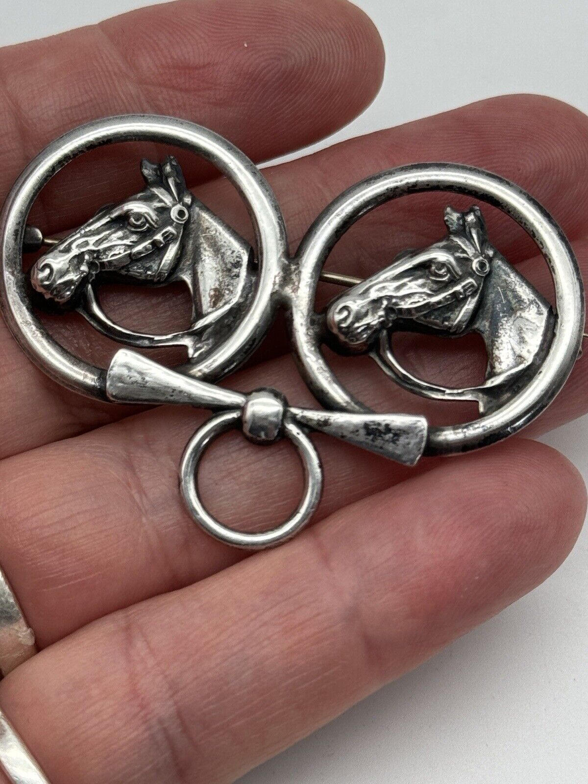 Vintage Sterling Silver Horse Pin Brooch Kentucky Derby Circa 2”