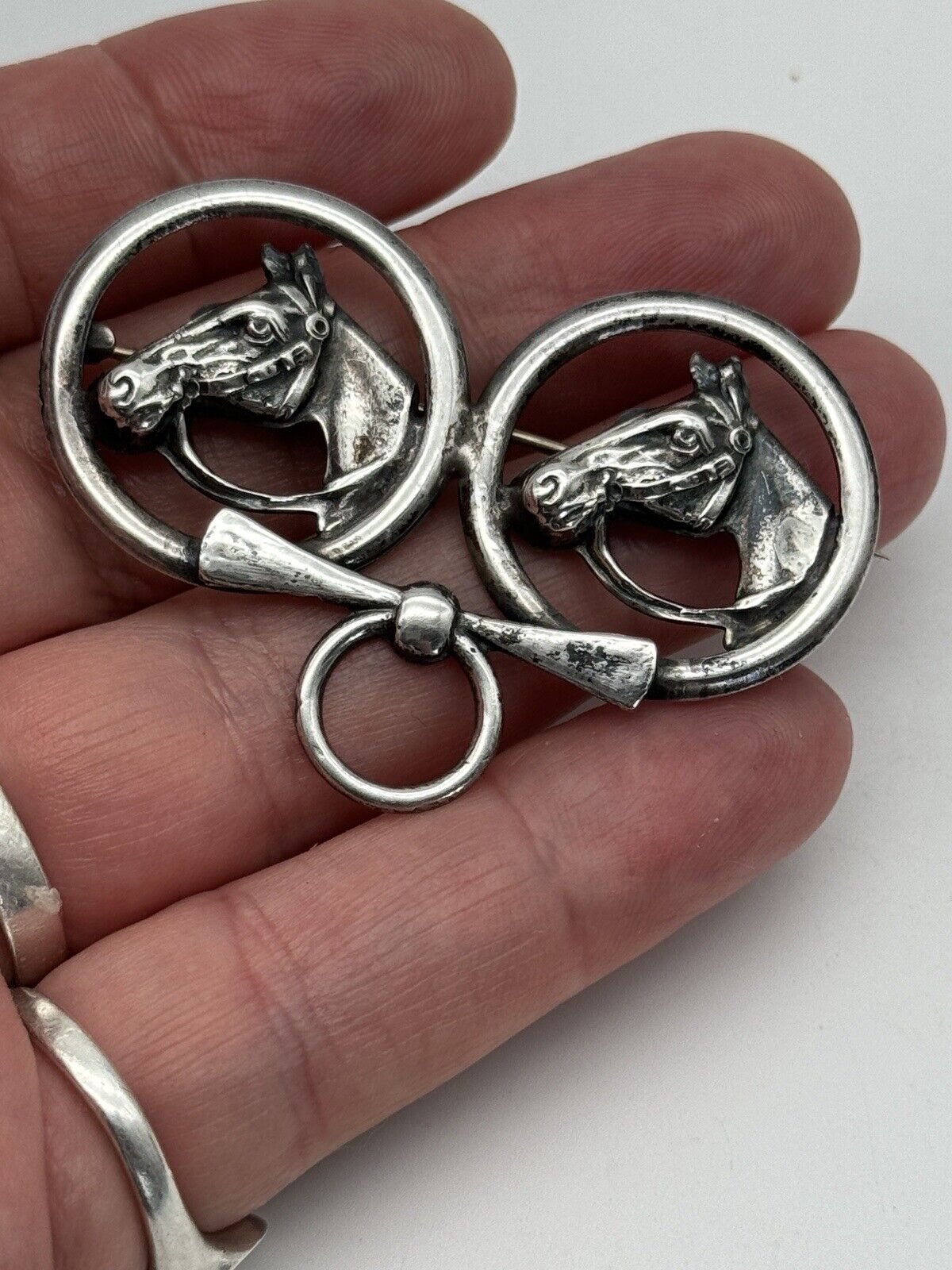 Vintage Sterling Silver Horse Pin Brooch Kentucky Derby Circa 2”