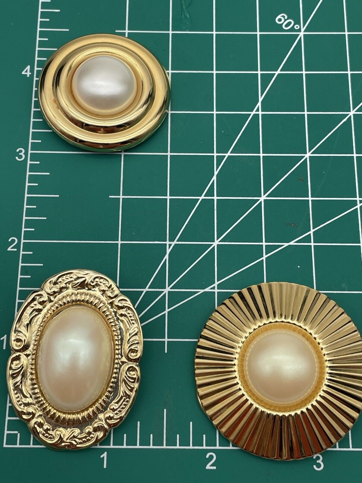 Vintage Scarf Clip Lot Gold Tone With Faux Pearls Set Of Three