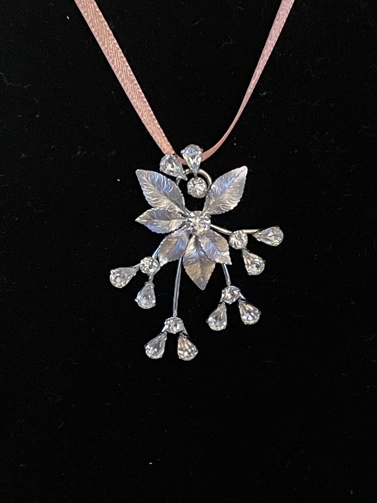 Vintage Krementz Clear Rhinestone Earrings & Pendant ORIGINAL CASE SIGNED