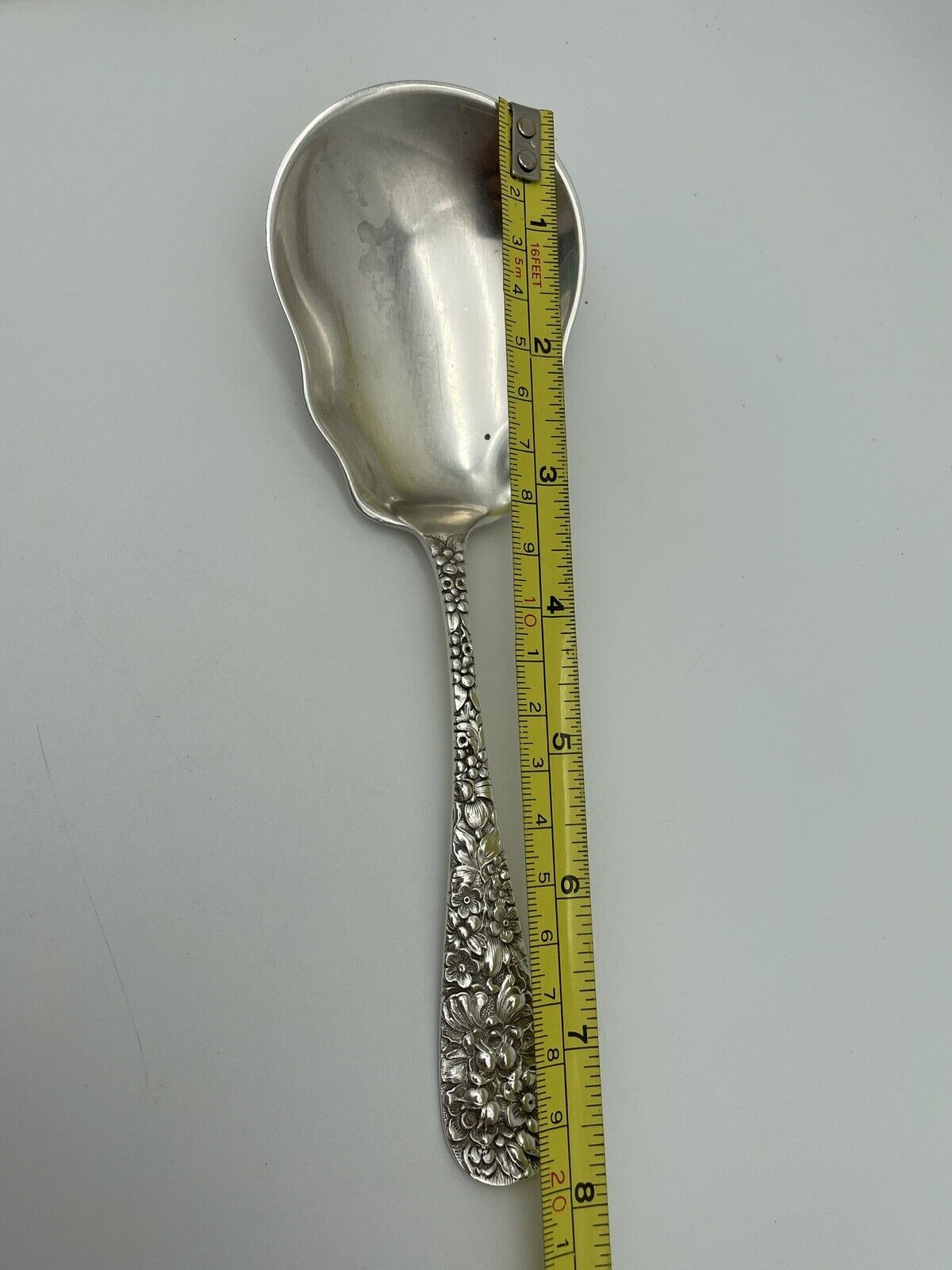 Vintage Stieff Rose Flatware Sterling Silver .925 Salad SERVING Spoon 8"