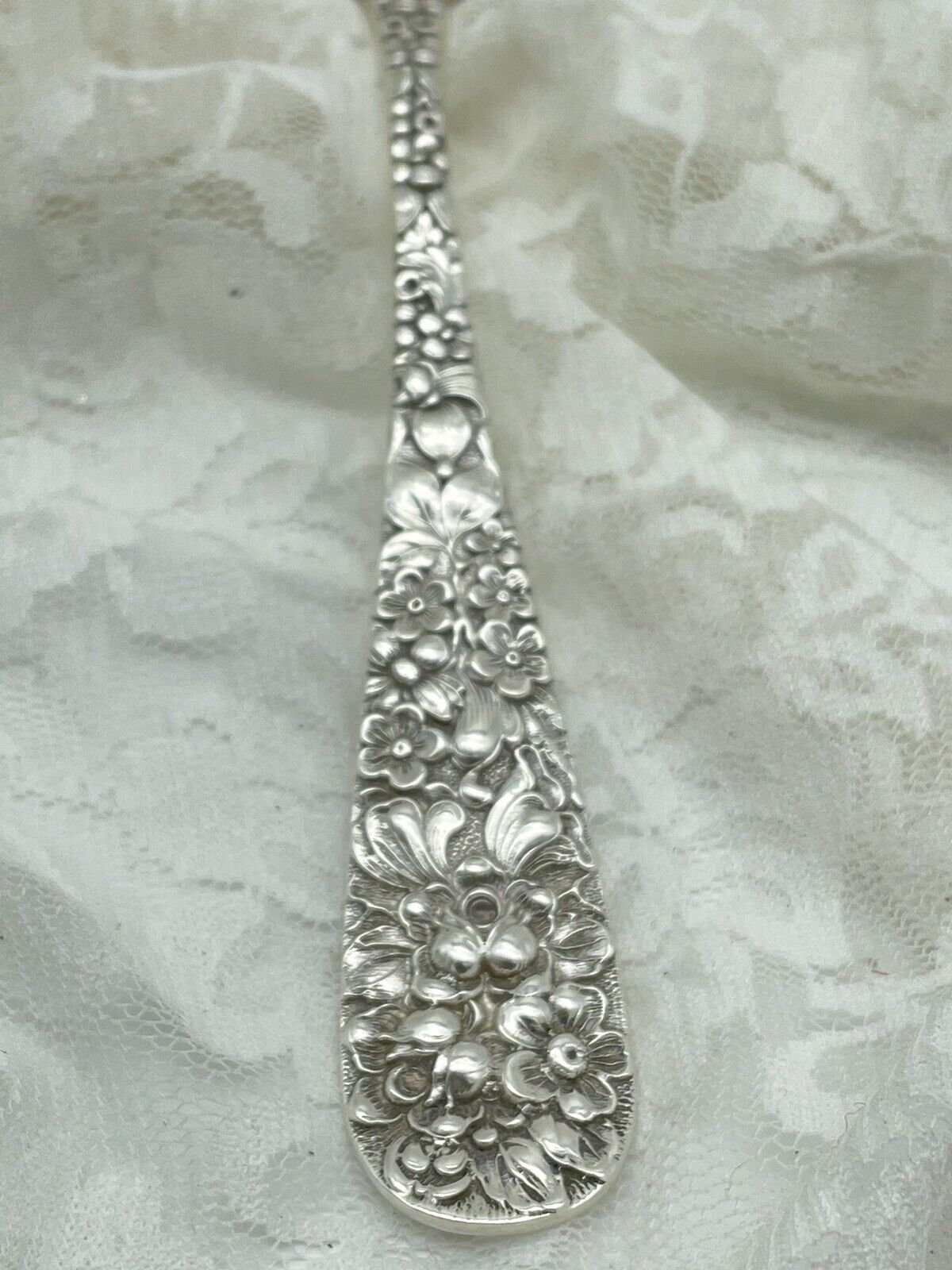 Vintage Stieff Rose Flatware Sterling Silver .925 Salad SERVING Spoon 8"