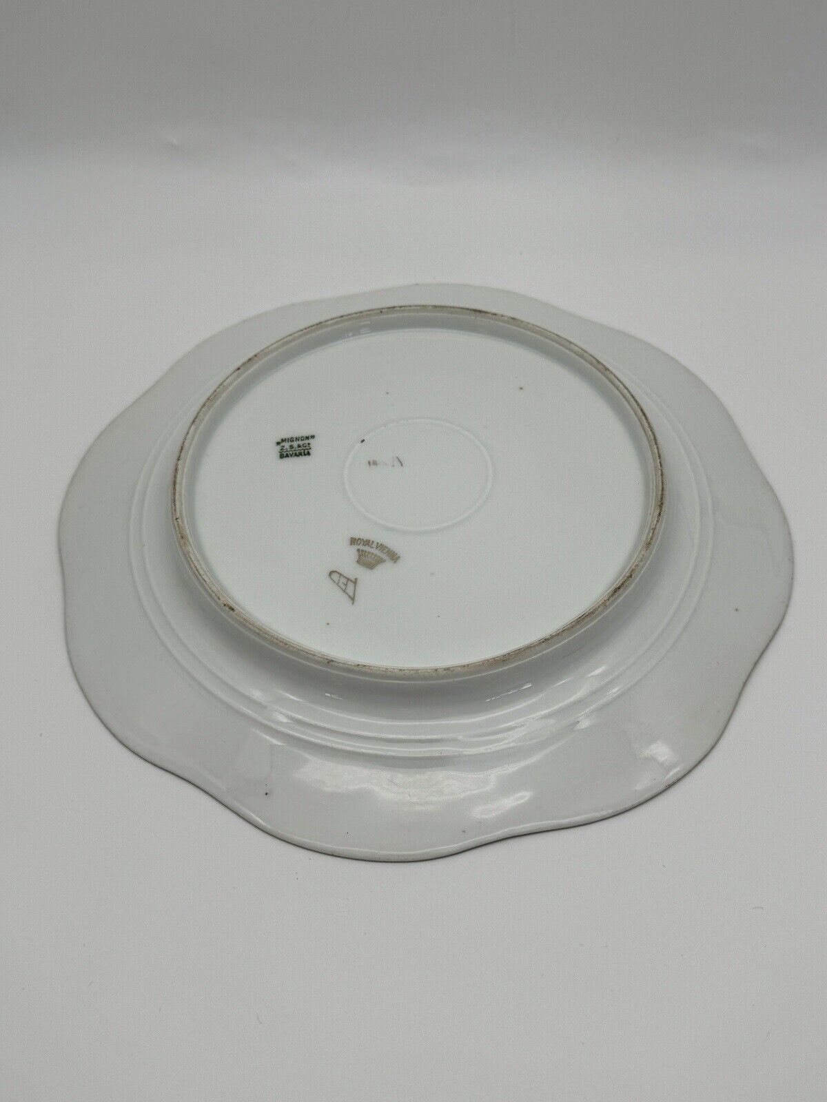 Antique Zeh Scherzer & Co Bavarian Porcelain Plate Woman Praying & Farming Scene
