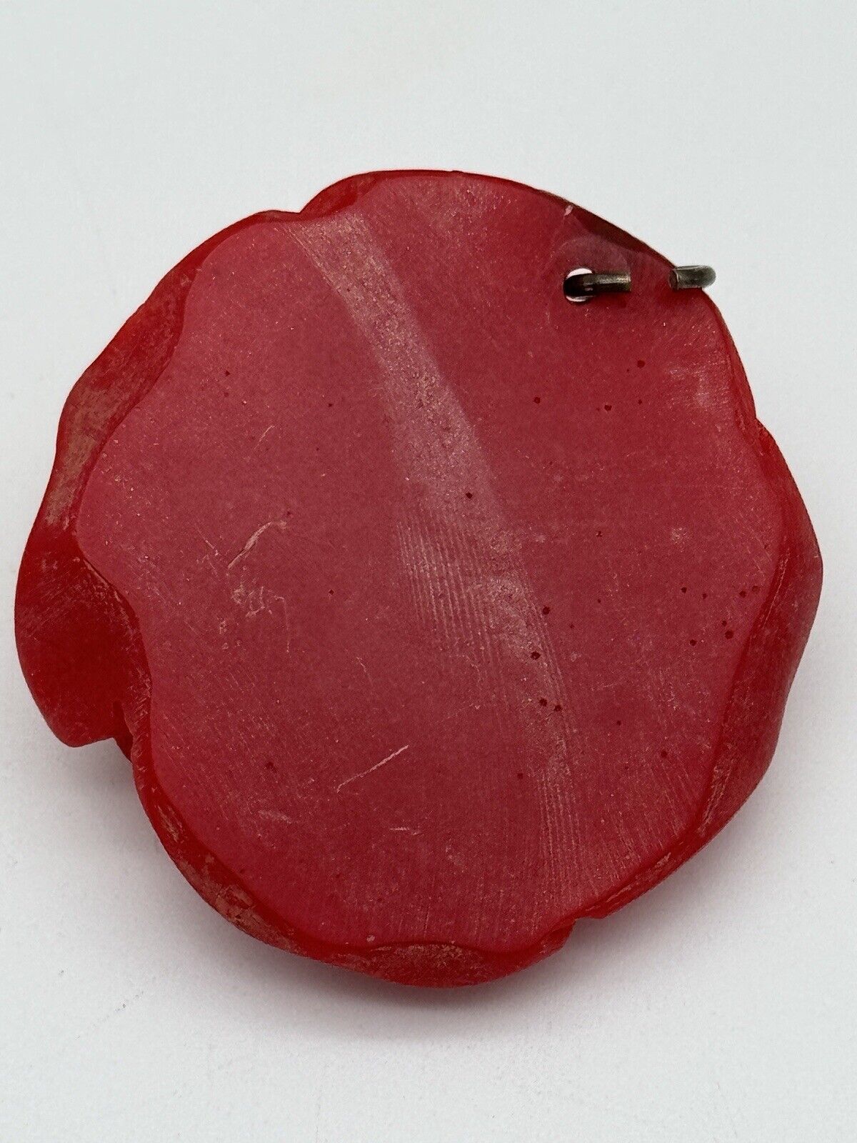 Vintage Red Early Plastic Celluloid Rose Pendant