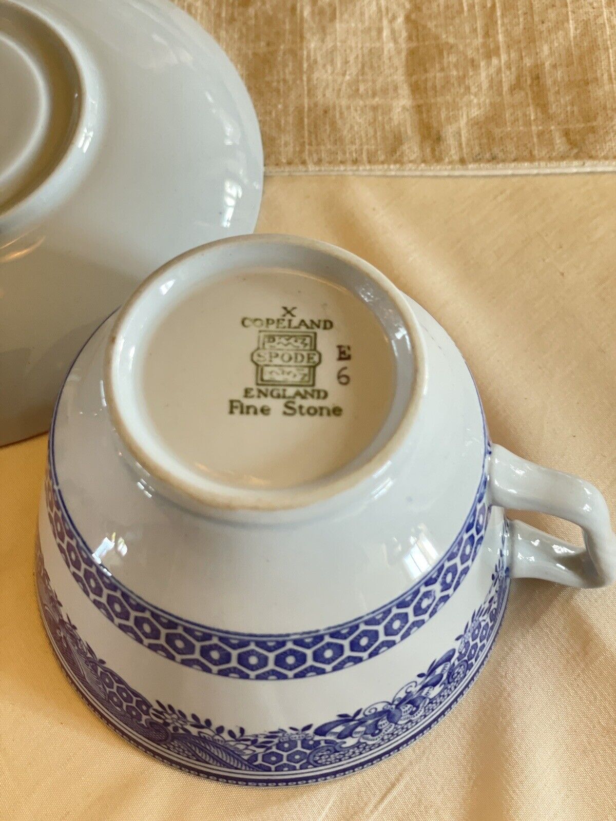 Blue & White Transferware 2 Cups & Saucers VINTAGE Copeland Spode HERITAGE