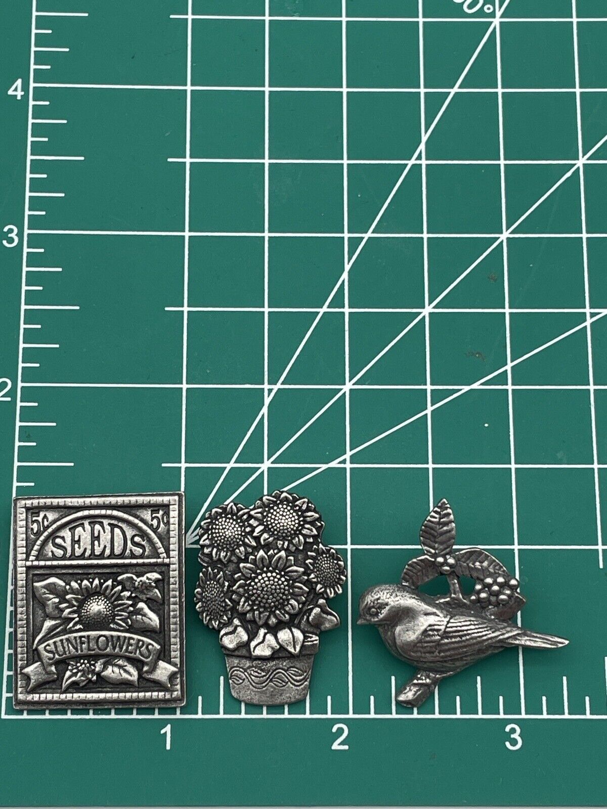 Vintage Pin Brooch Lot Birds & Blooms STAMP, FLOWER POT, BIRD