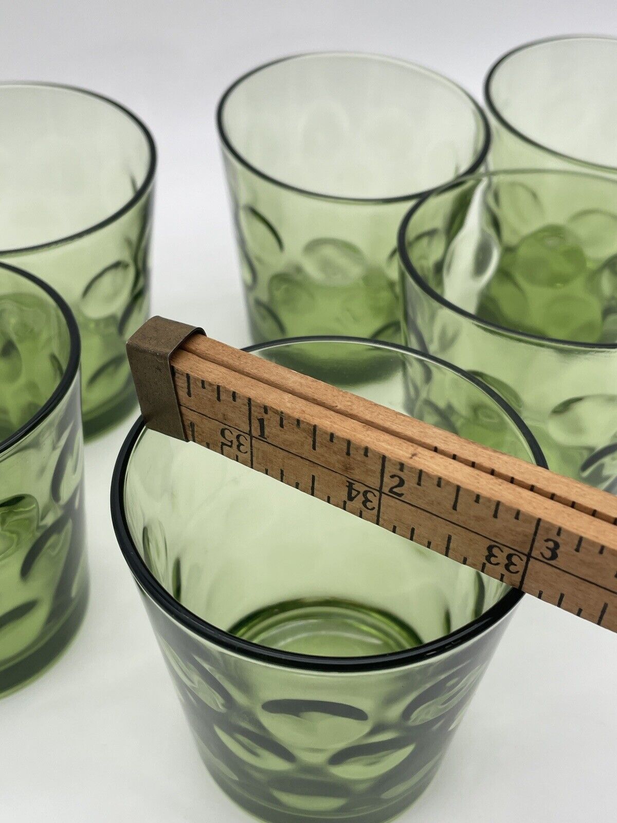 VINTAGE Hazelware Eldorado Green Flat Tumbler Set of 7 Size 3.5”h
