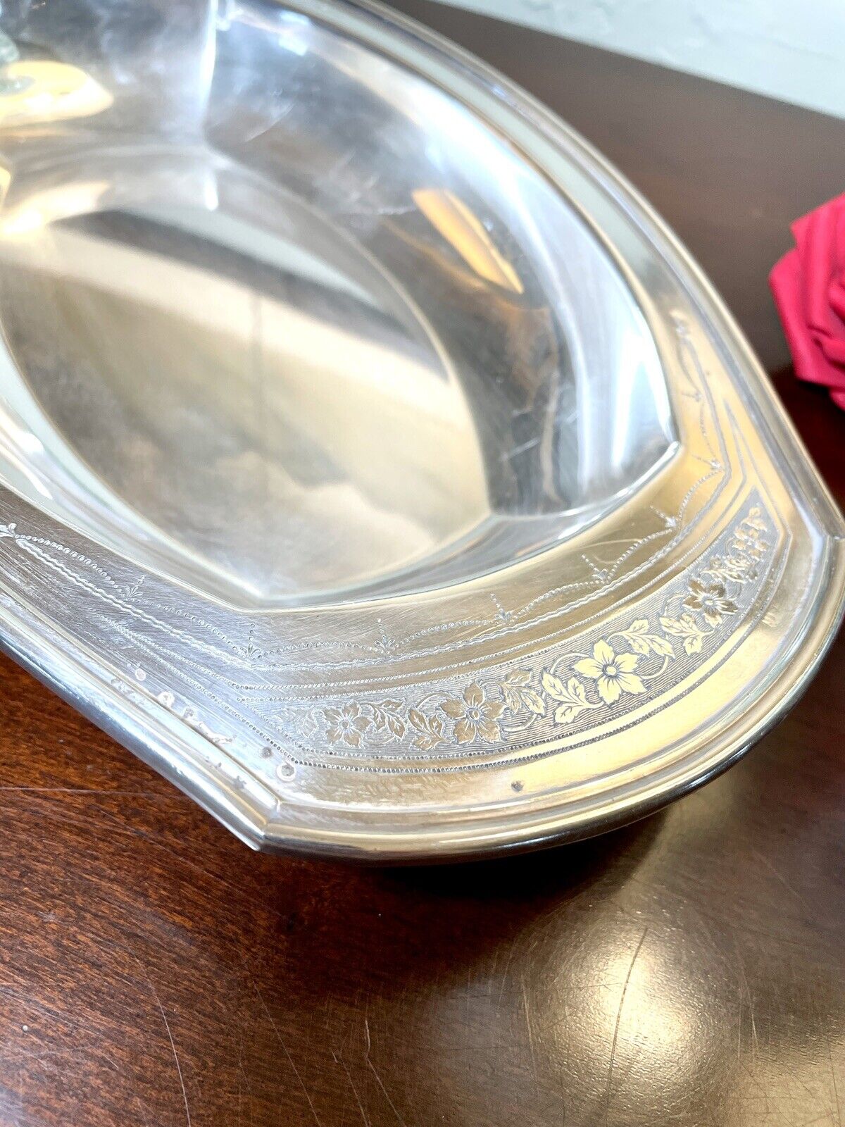 Antique Lidded Silverplate Edwardian Entree Dish Monogrammed Chased COMMUNITY
