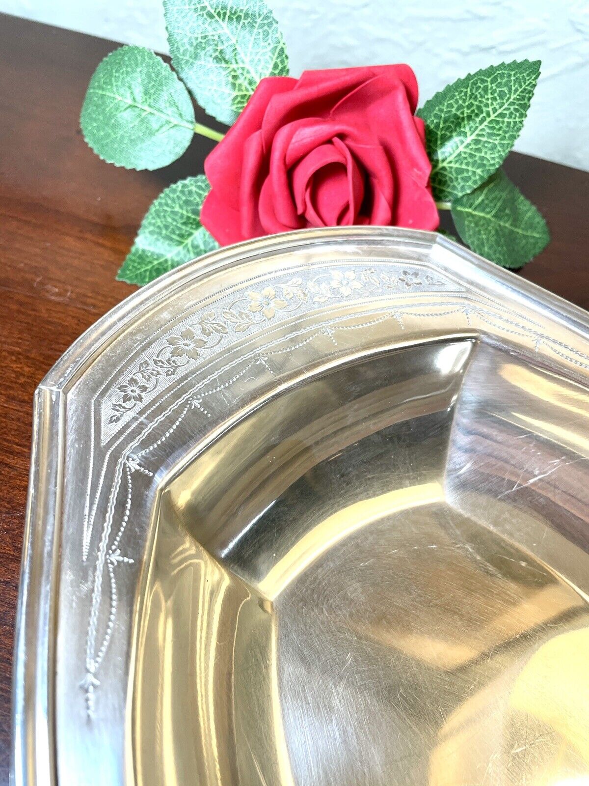 Antique Lidded Silverplate Edwardian Entree Dish Monogrammed Chased COMMUNITY