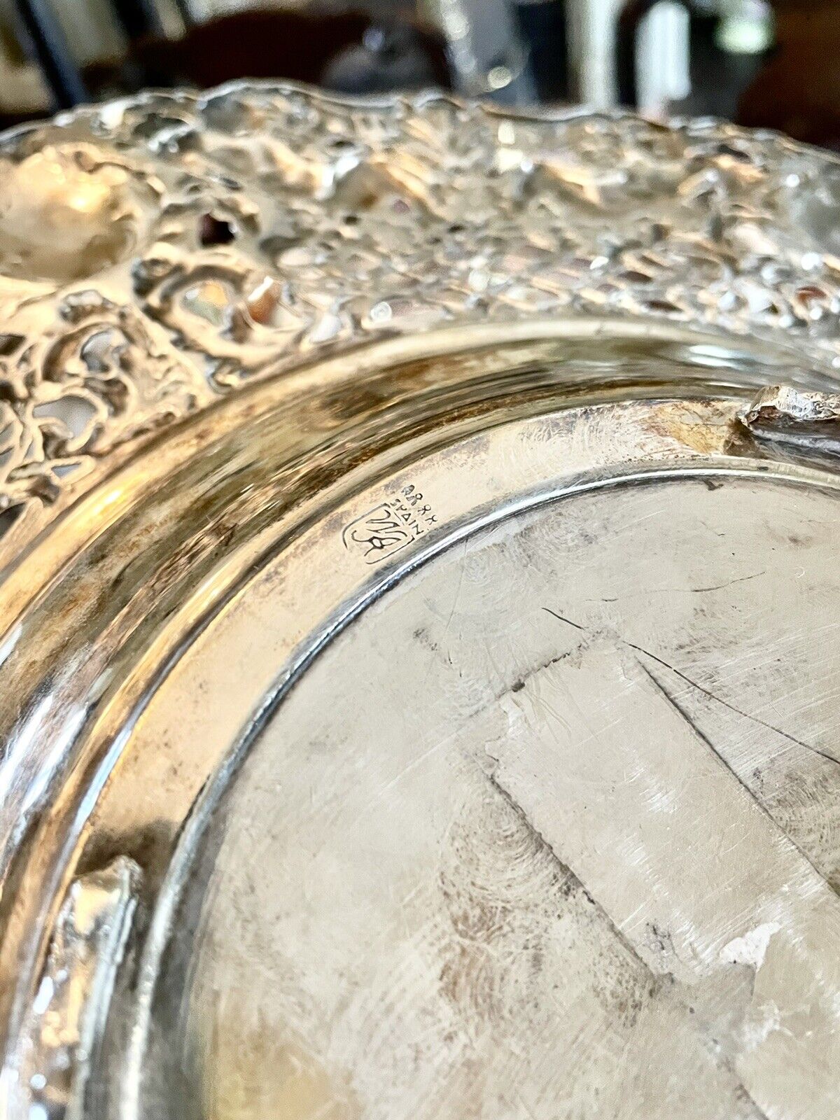 FOOTED BOWL WITH CHERUBS RETICULATED Silverplate Exquisite WA SPAIN