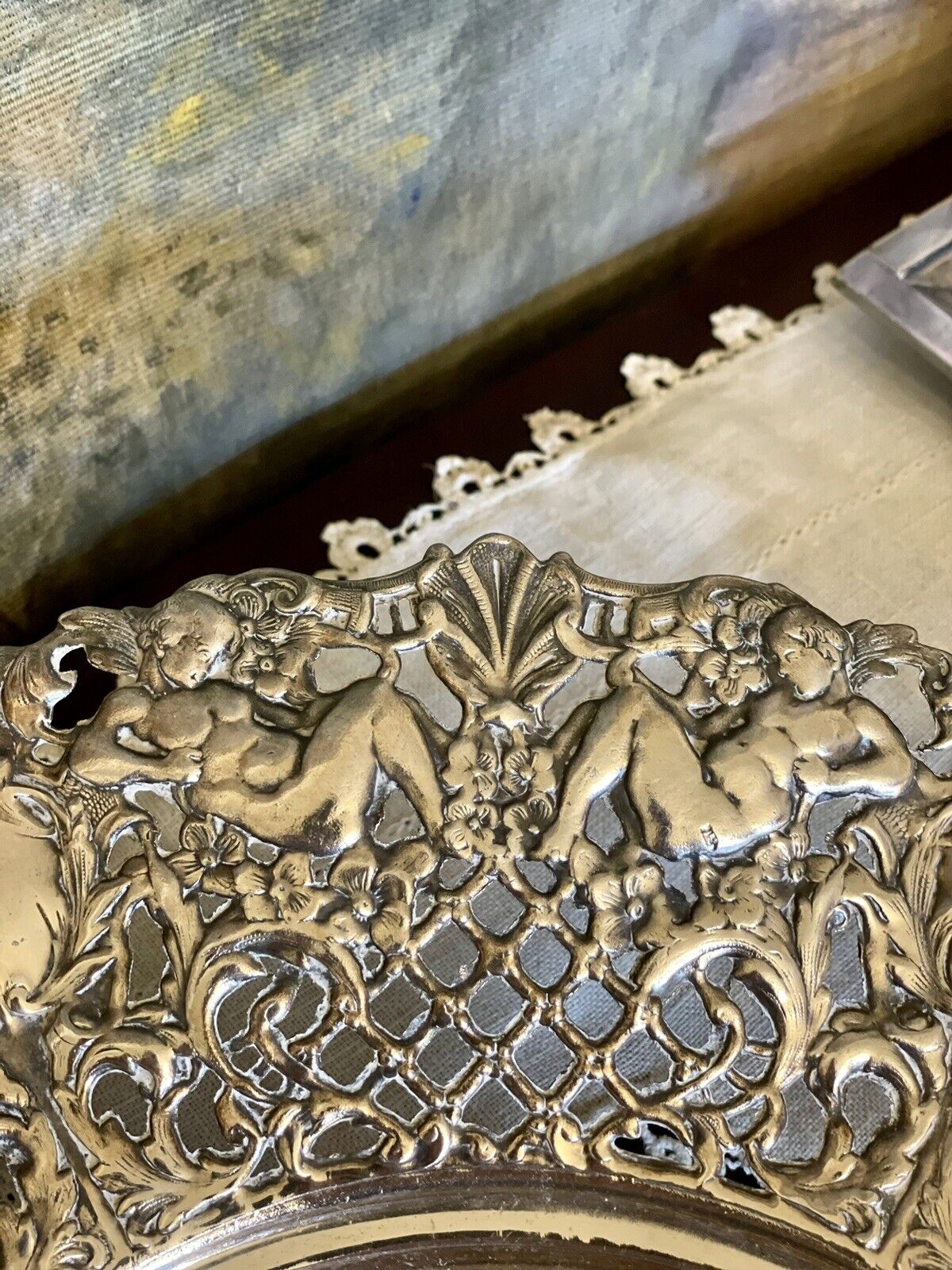 FOOTED BOWL WITH CHERUBS RETICULATED Silverplate Exquisite WA SPAIN