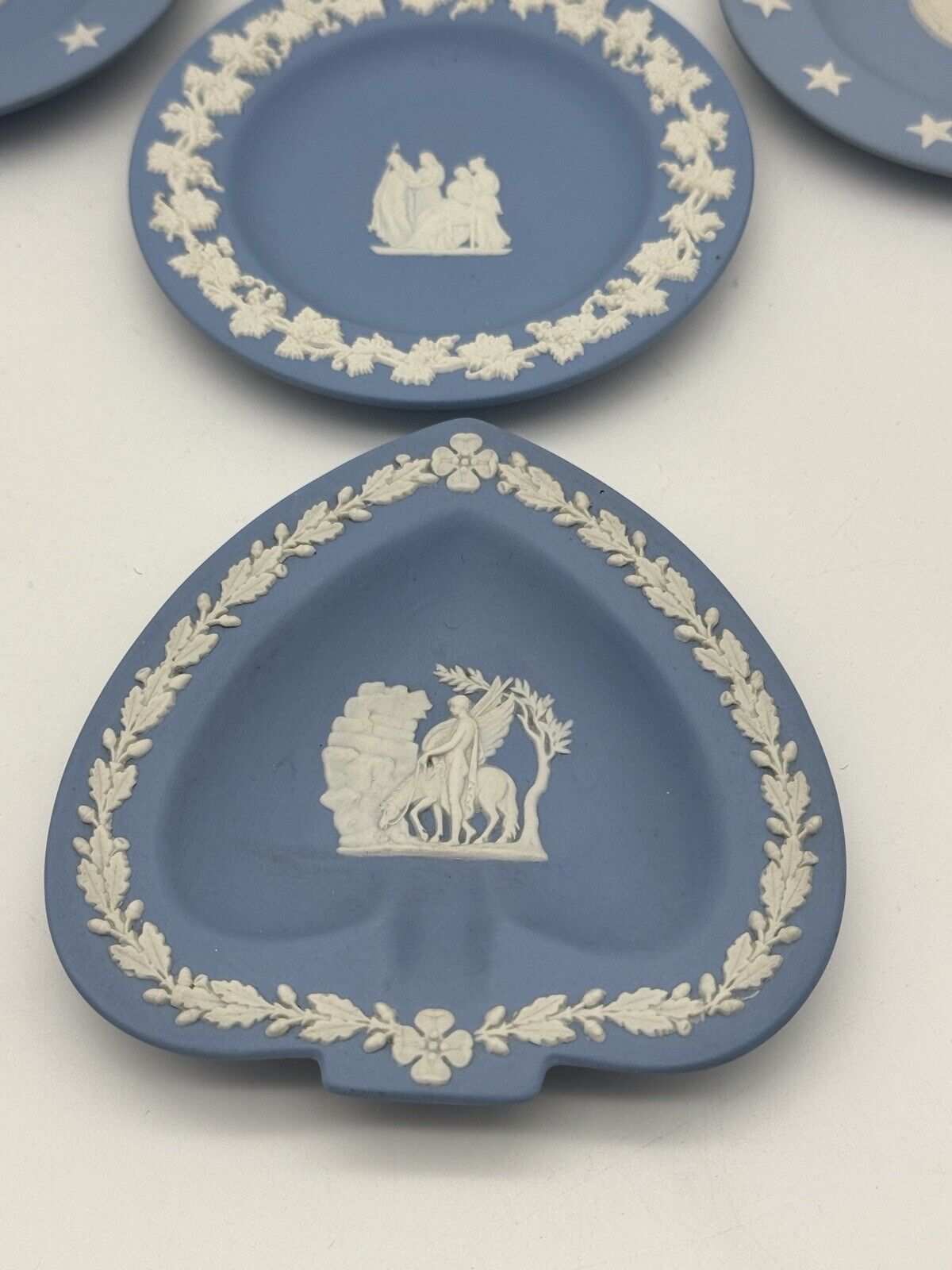 BLue Wedgwood Jasperware Lot Of 5 Trinket Dishes & Ashtrays