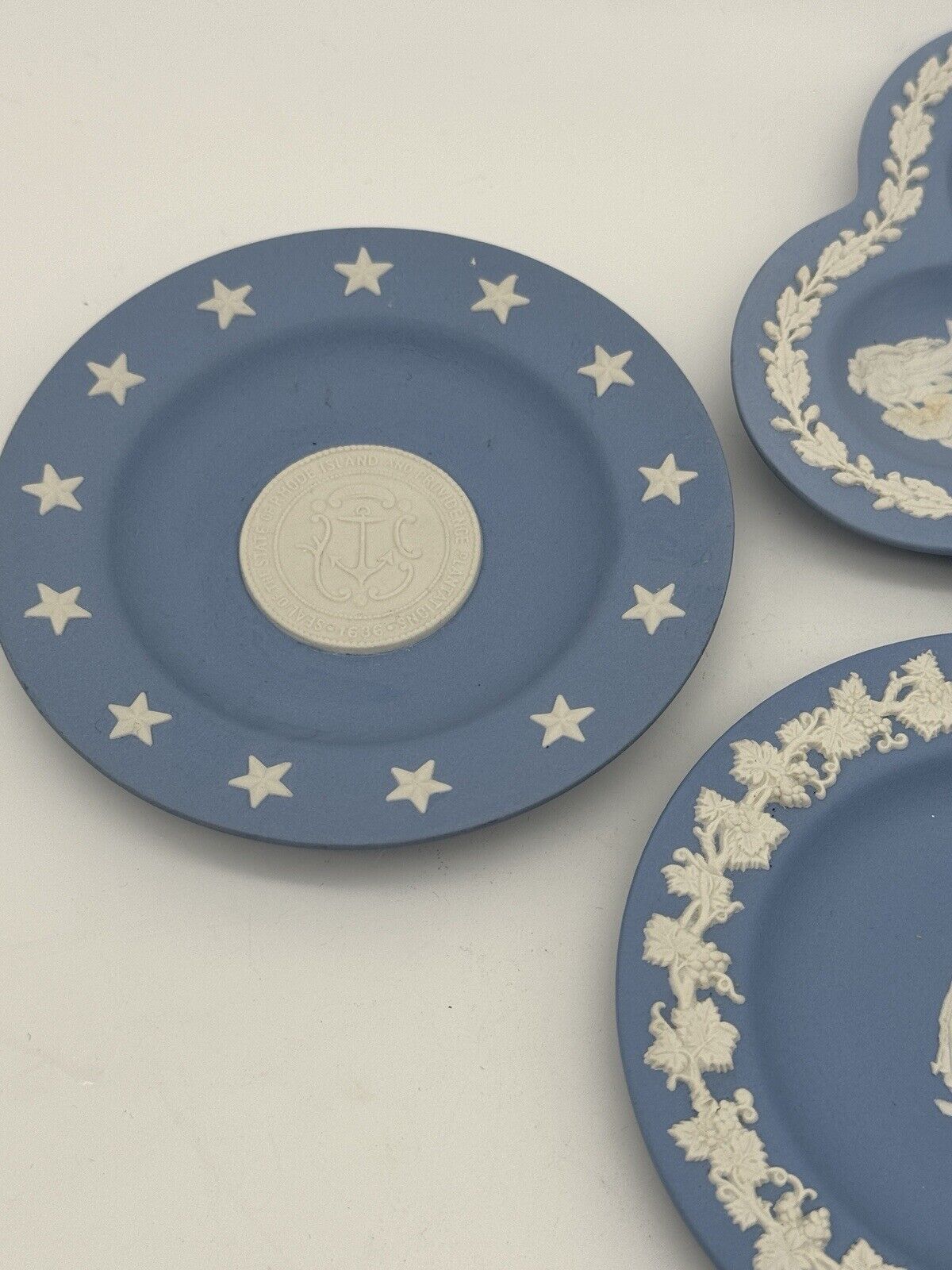 BLue Wedgwood Jasperware Lot Of 5 Trinket Dishes & Ashtrays