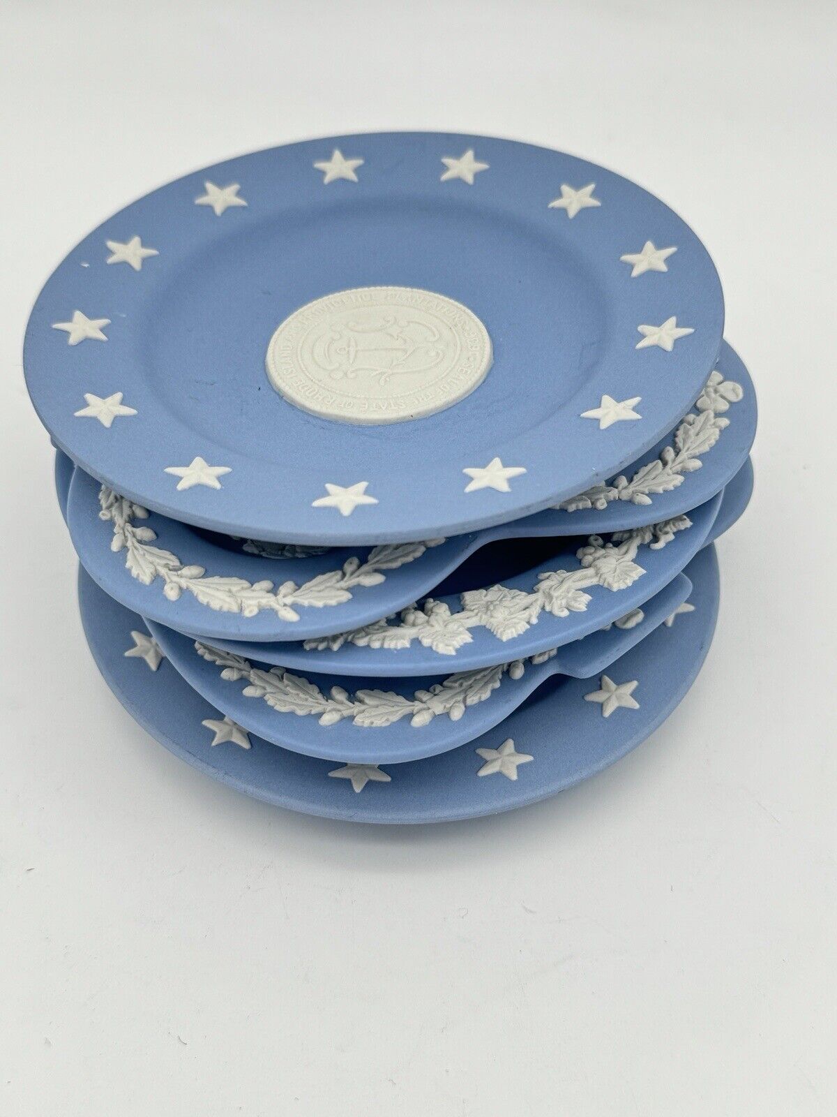 BLue Wedgwood Jasperware Lot Of 5 Trinket Dishes & Ashtrays