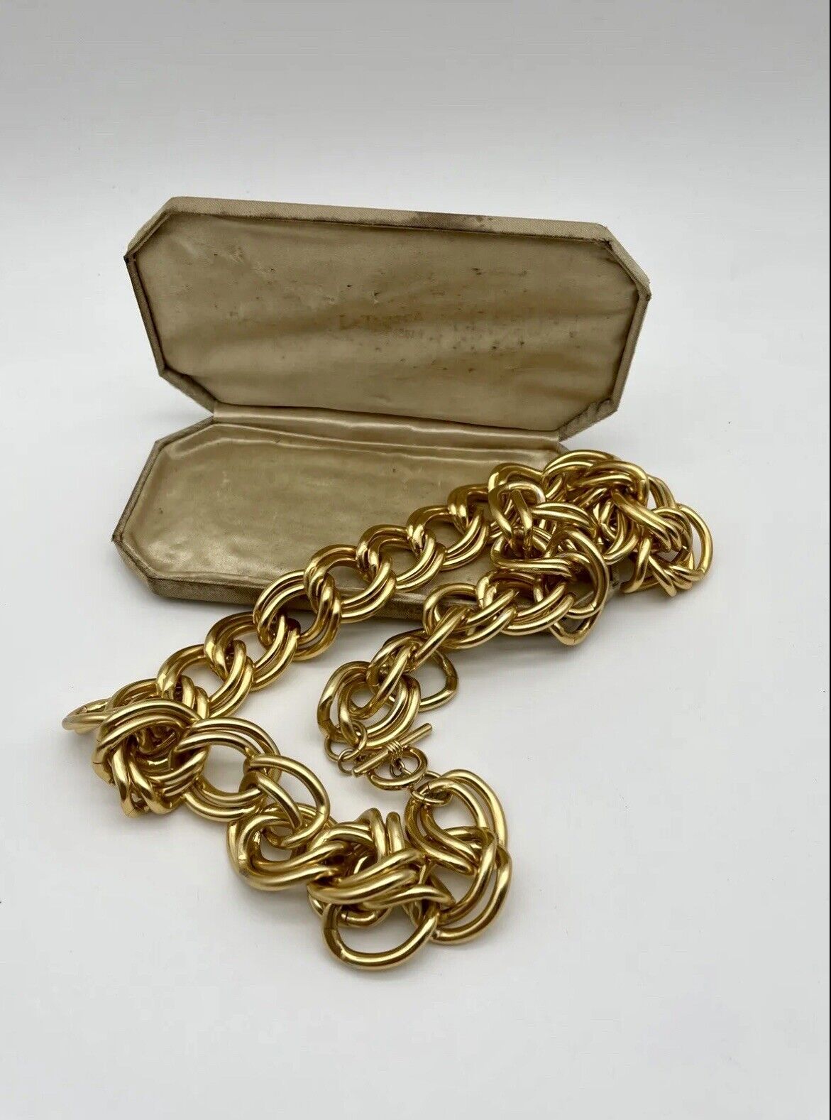 Goldtone Metal Double Link CHUNKY Chain Necklace 30"L