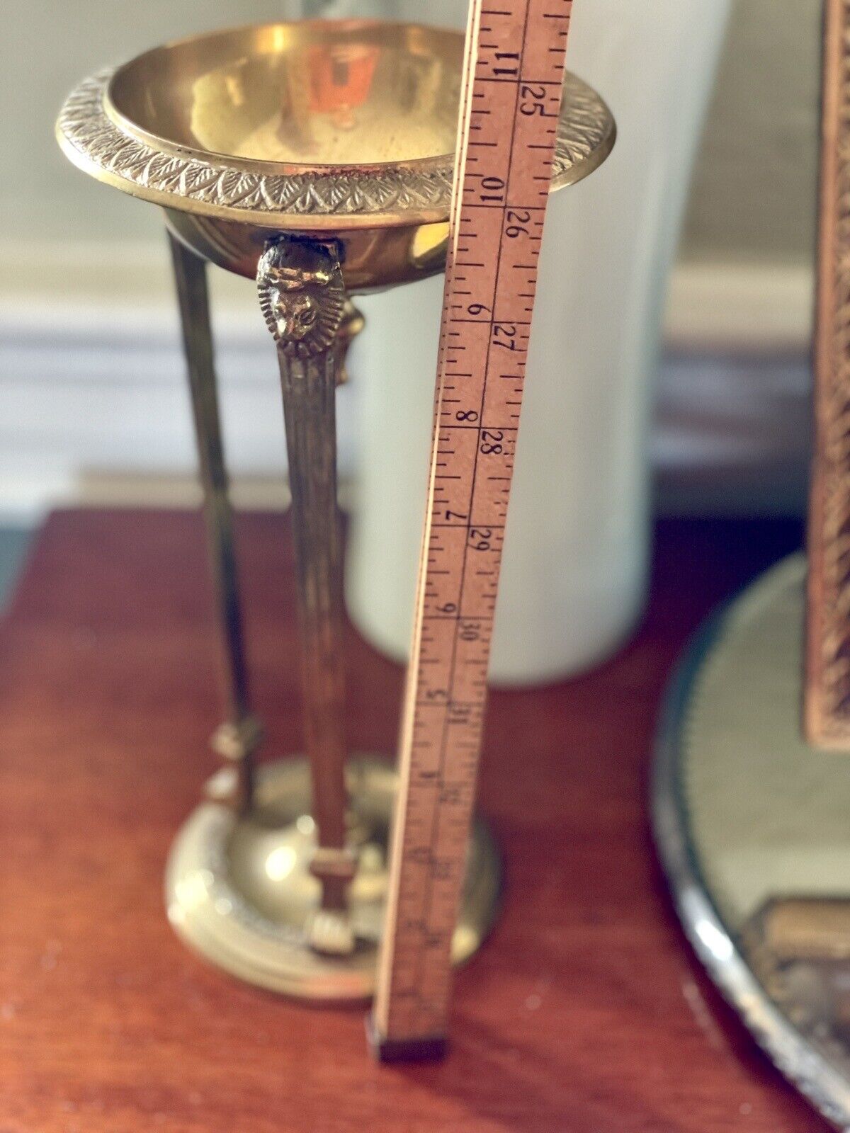 Vintage Victorian Style Brass Candle Holder Lions Head Design