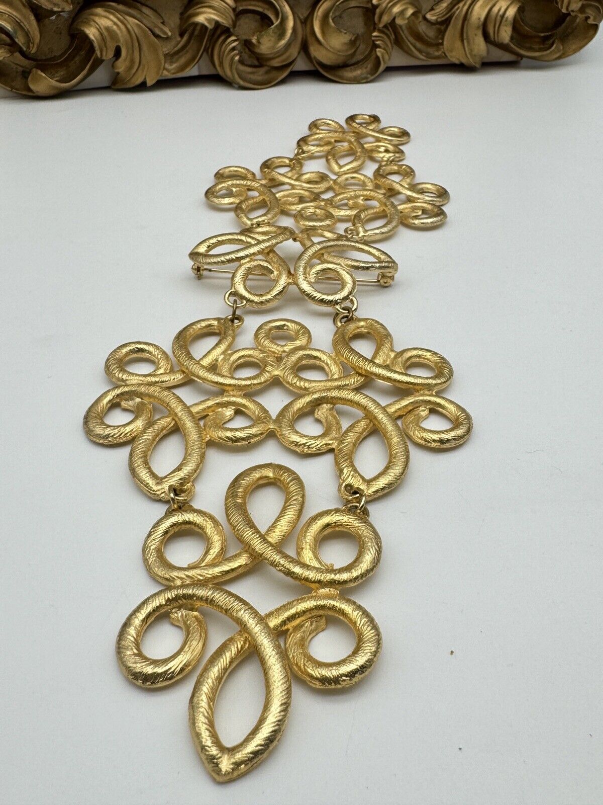 Vintage Shoulder Brooch Gold Tone SUBSTANTIAL Estate Find