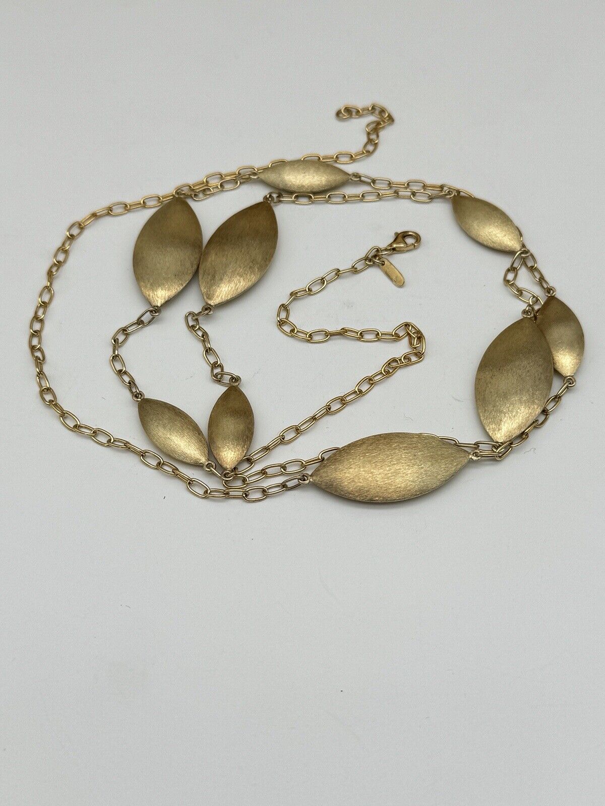 Sterling Silver 925 Gold VERMEIL Marquise Bead 36" Necklace ESTATE QUALITY