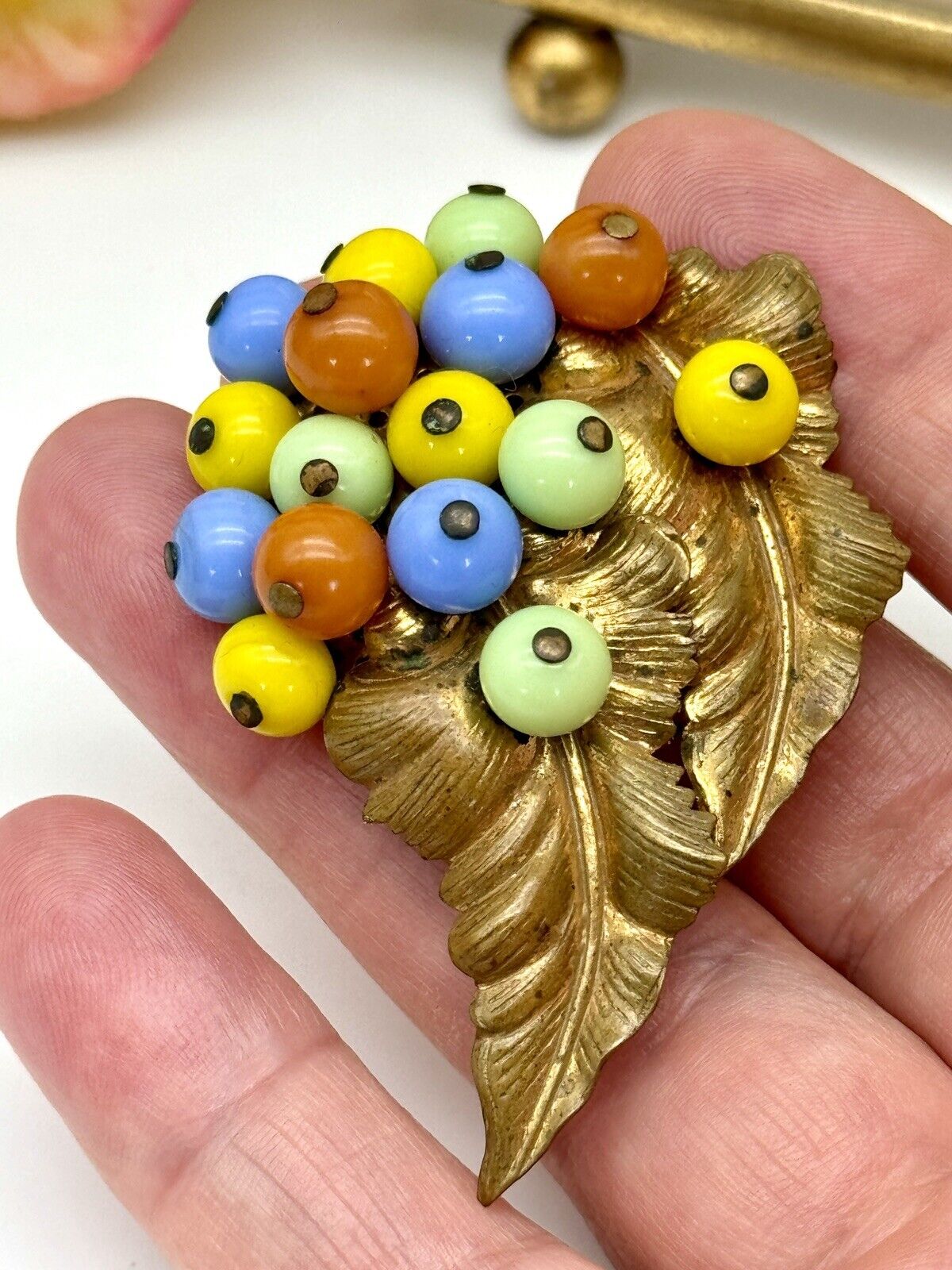 Haskell Style Vintage Fruit Salad Pastel Tones Brooch