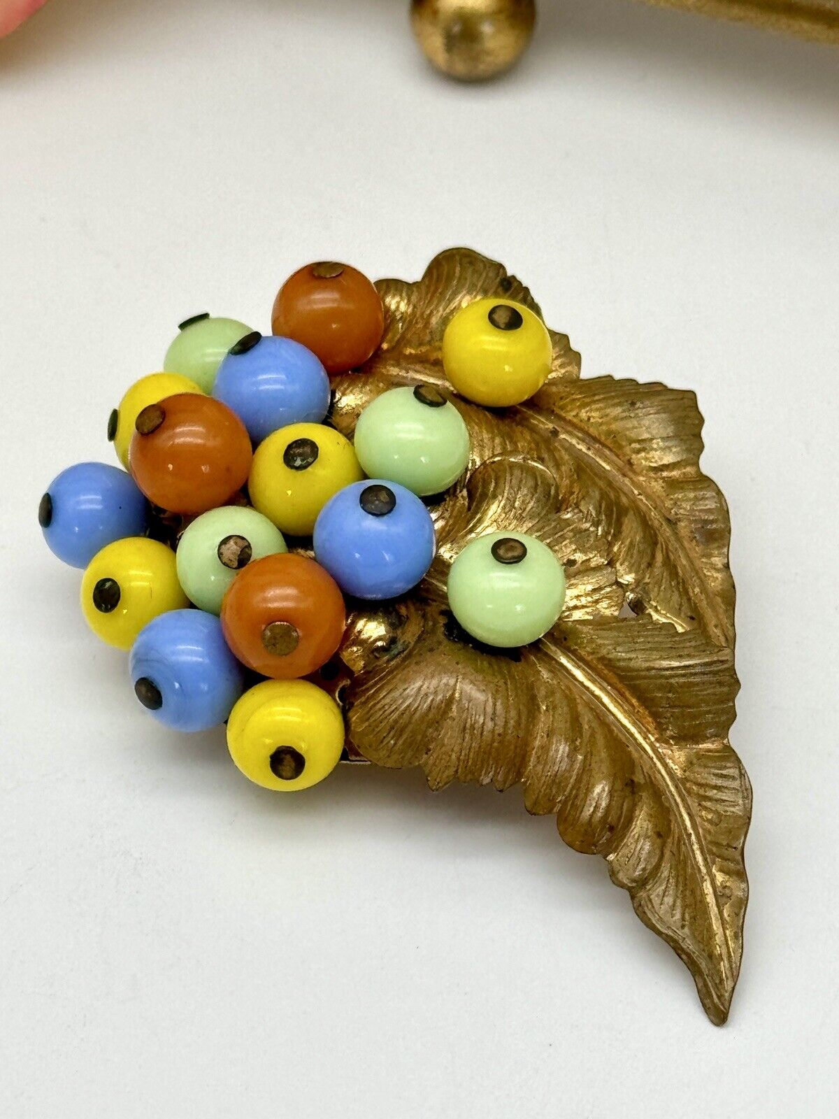 Haskell Style Vintage Fruit Salad Pastel Tones Brooch