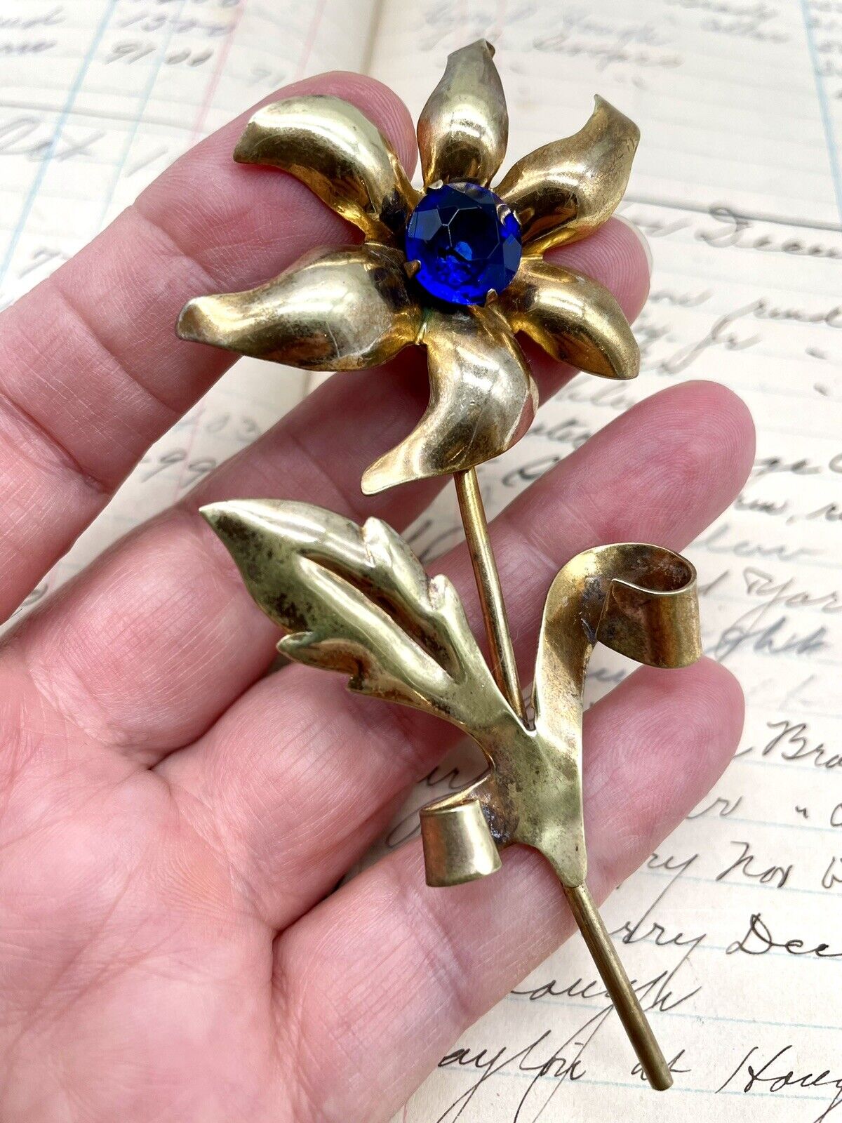 Corn Flower Brooch Goldtone 40s STYLE - LARGE VINTAGE